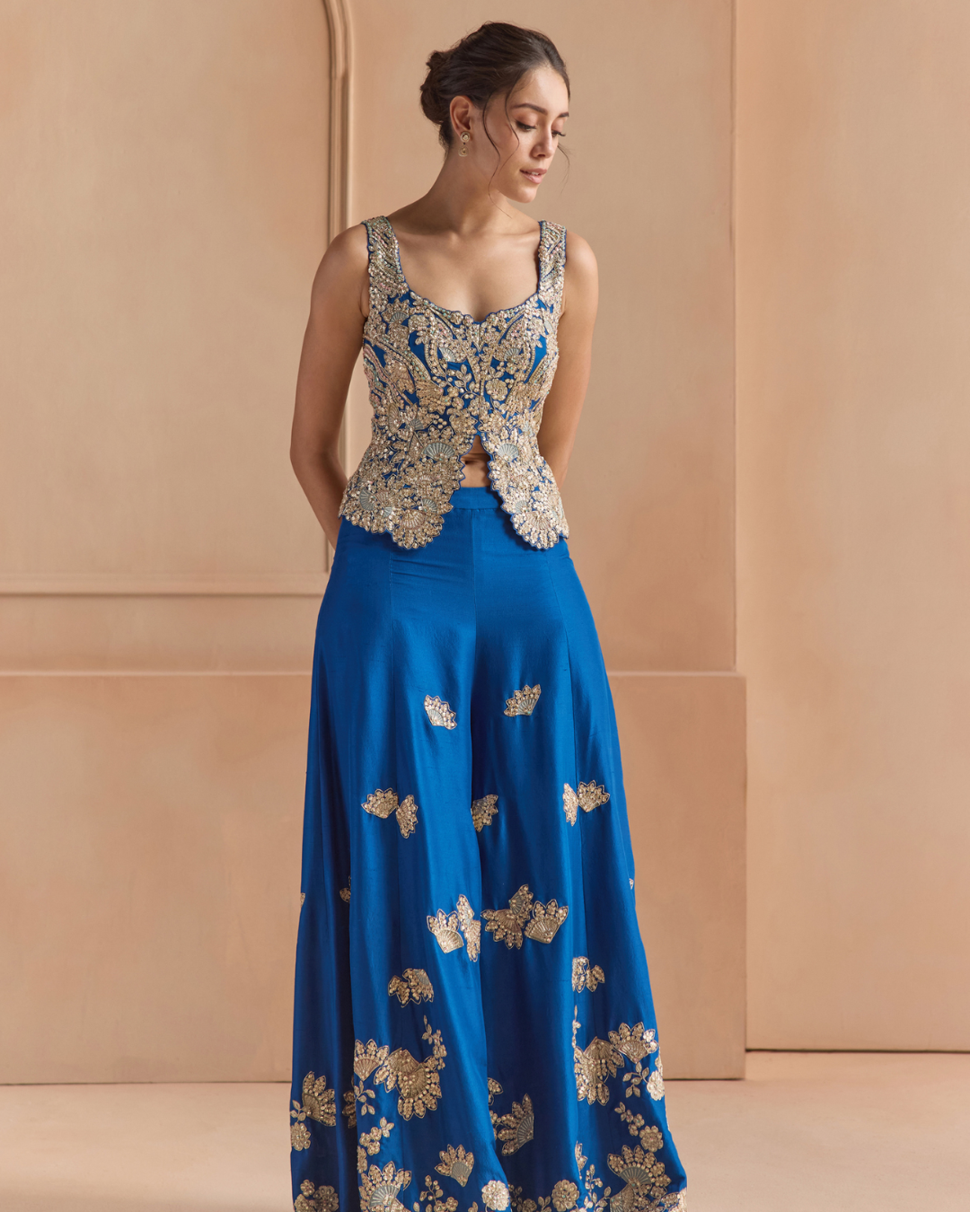 Osaa By Adarsh - Jade Blue Embroidered Top & Garara Set From Off The Record
