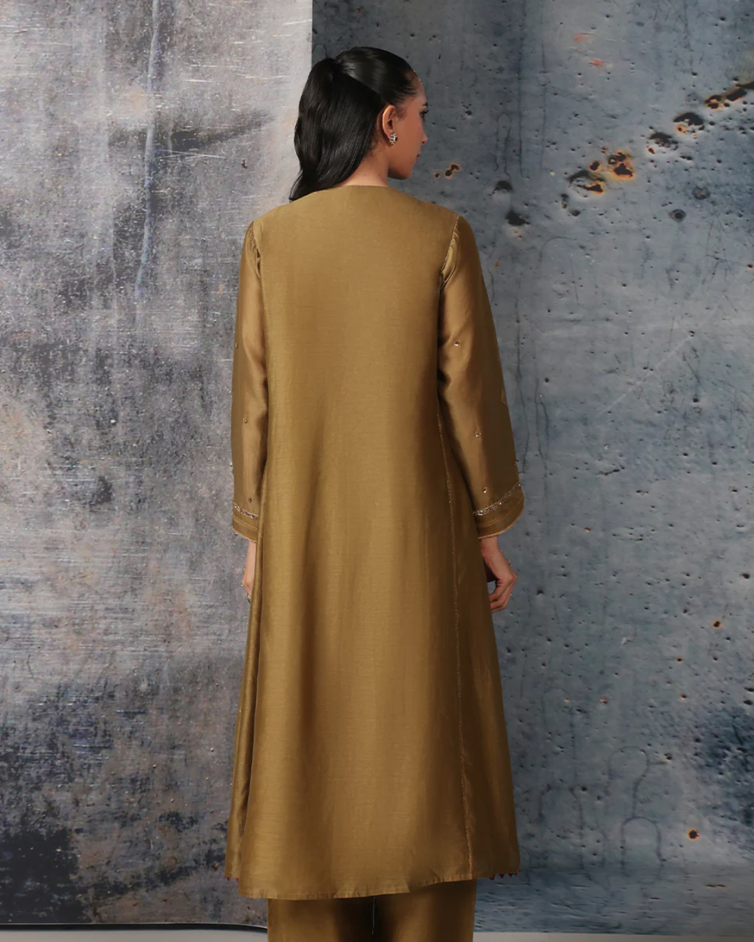 Niti Bothra - Mehrang Olive Green Frockstyle Kurta Set