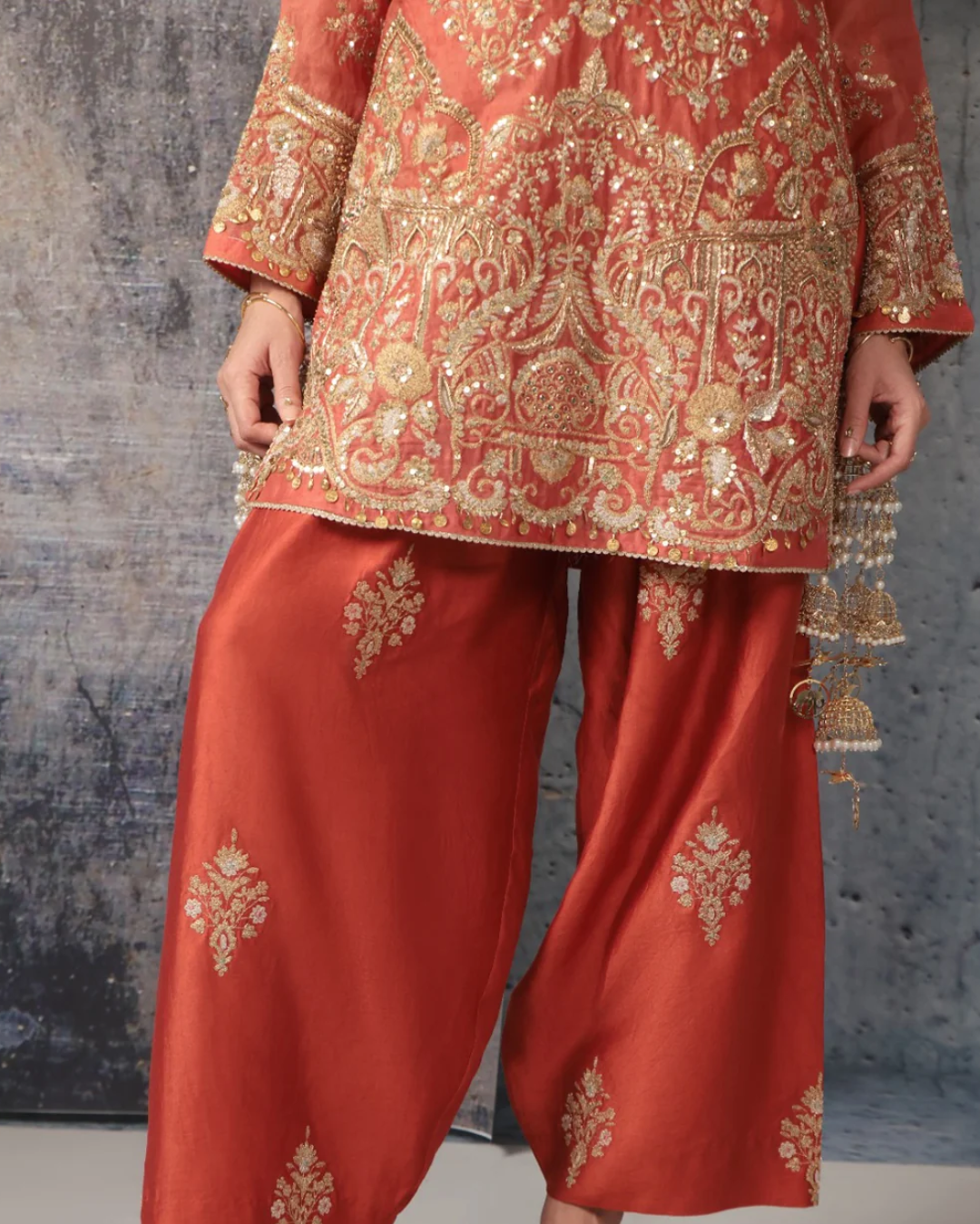 Niti Bothra - Zar-Rang Orange Jaal Farshi Kurta Set