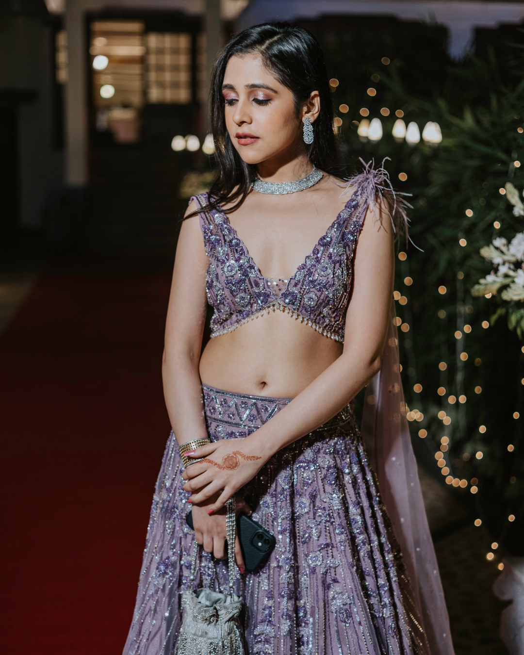 Isa by Dolly Wahal - Lavender Floral Lehenga From Athena
