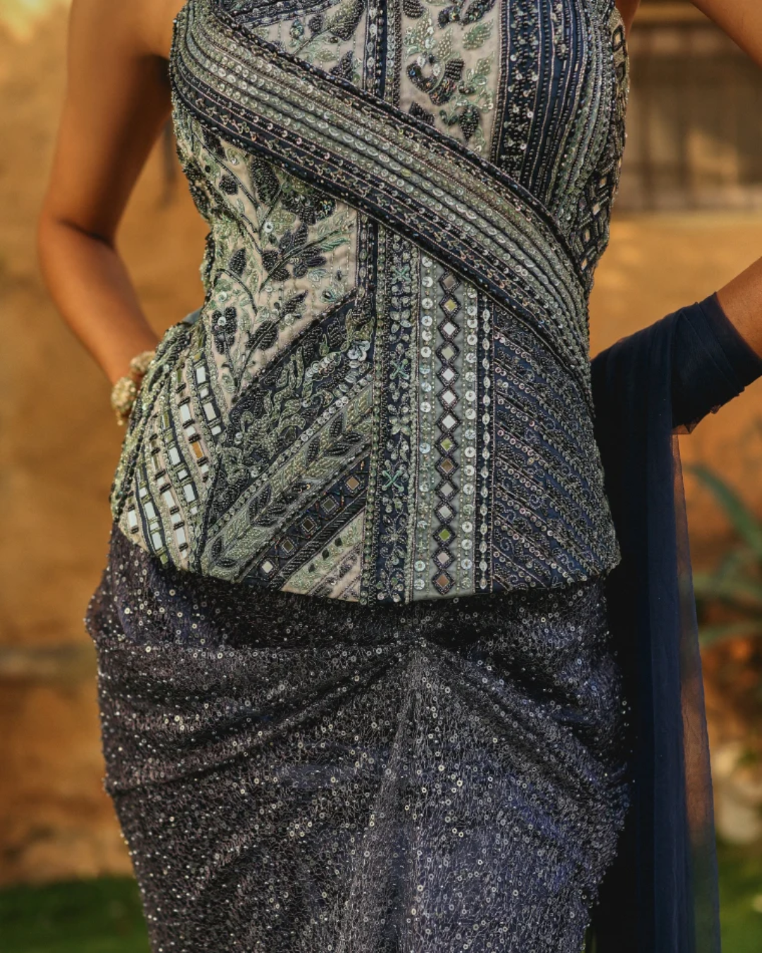 Label Moni K - Ombre Drape Set From Naqsh