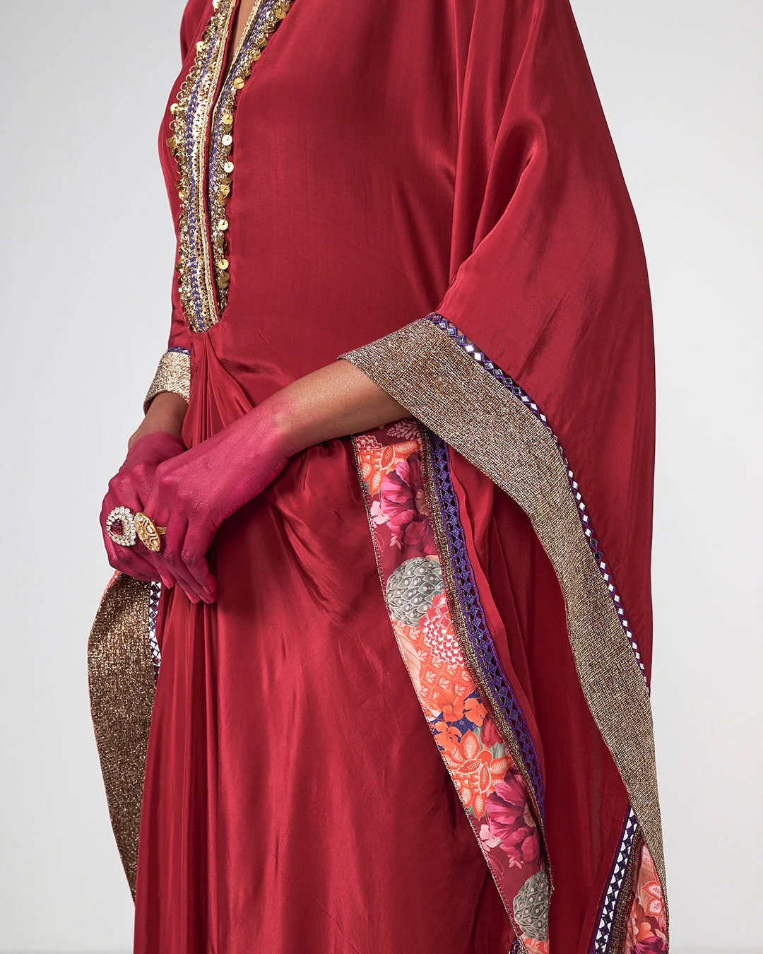 Rishi and Vibhuti - Cherry Kaftan Set From Gulon Ke Rang