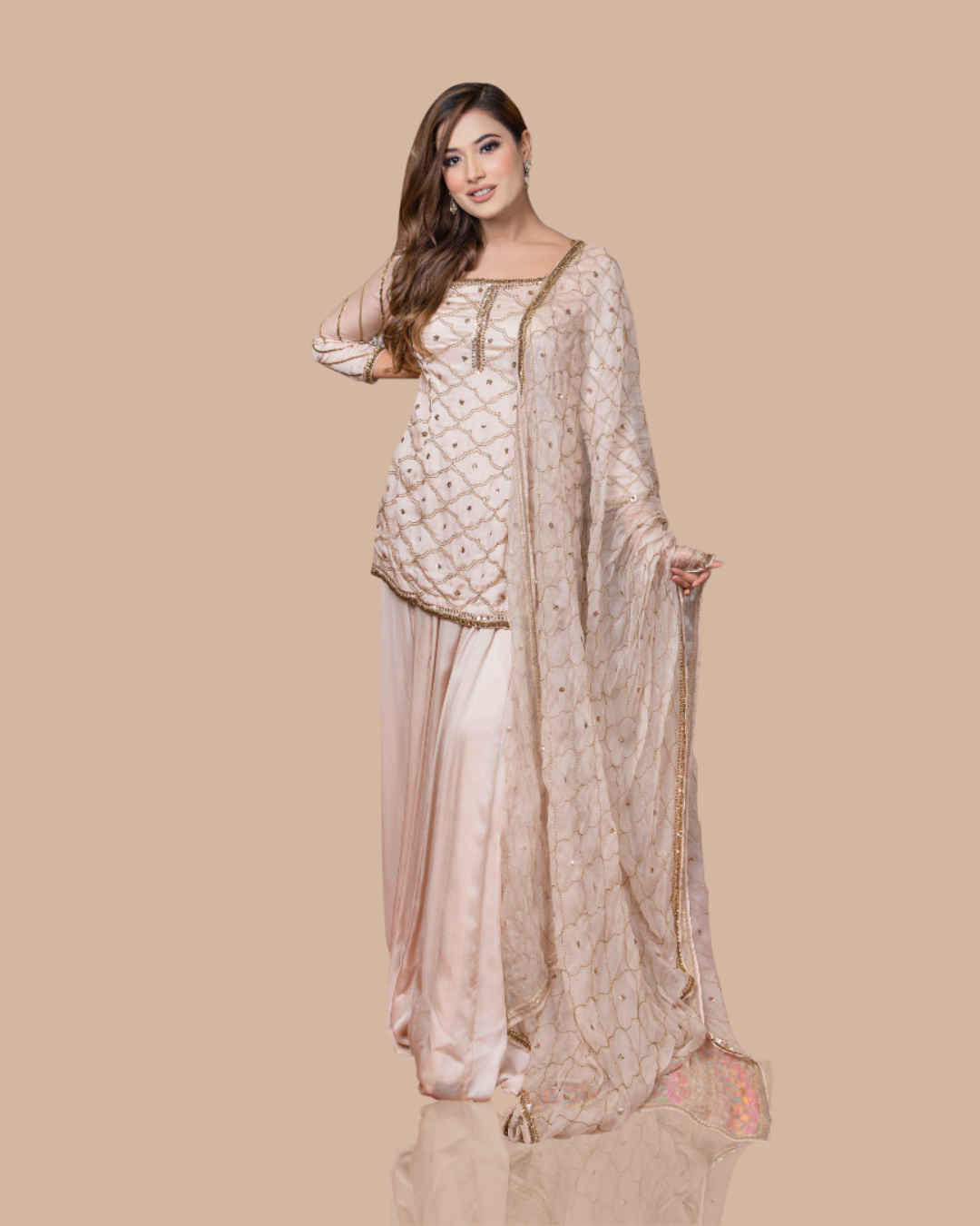 Sonali Bansal - Golden beige kurta with skirt and dupatta From Wedding Capsule