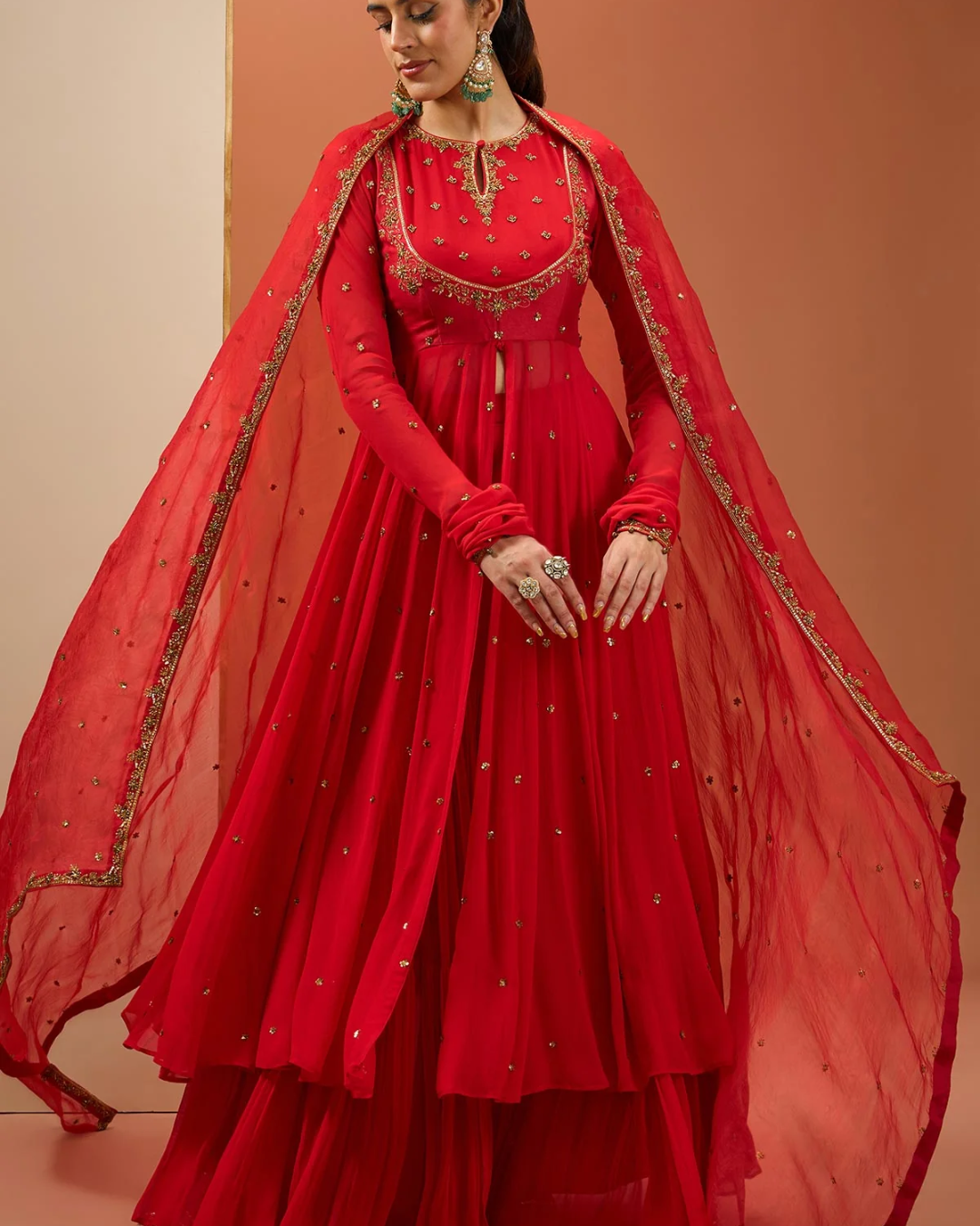 Esha Koul - Red Anarkali Set From Noor
