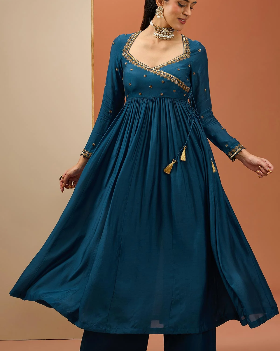 Esha Koul - Blue Angrakha Anarkali Set From Noor