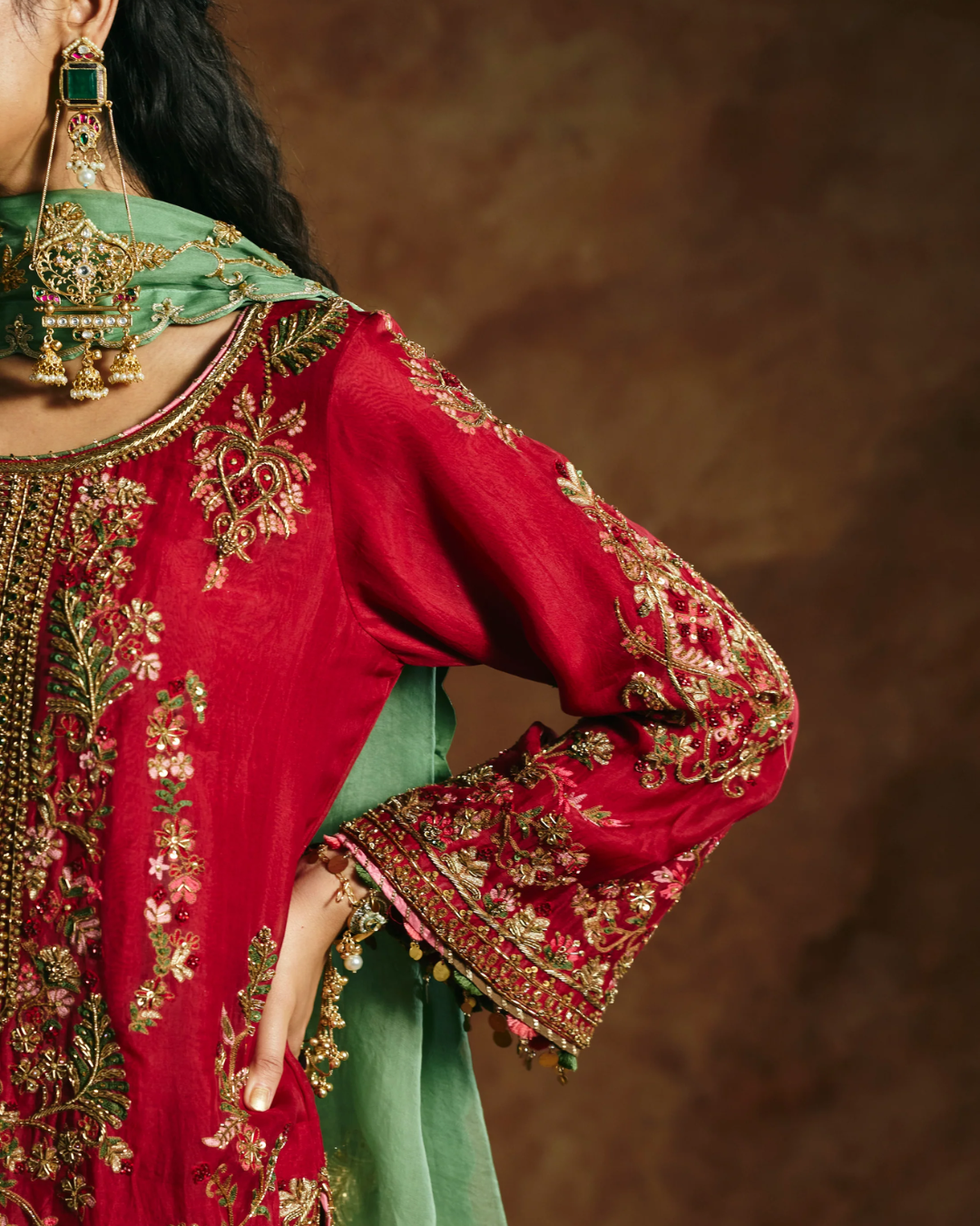 Aman Takyar - Red Sharara Set From Today's Sindh