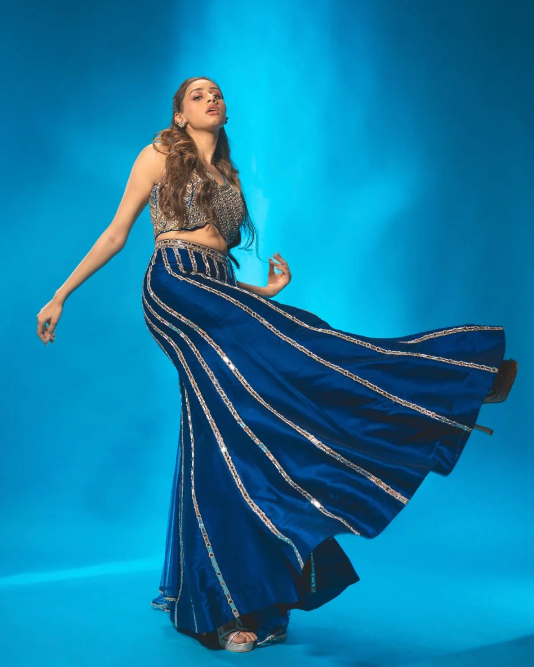 Anisha Shetty - Azure Blue Sharara Set From Rangin