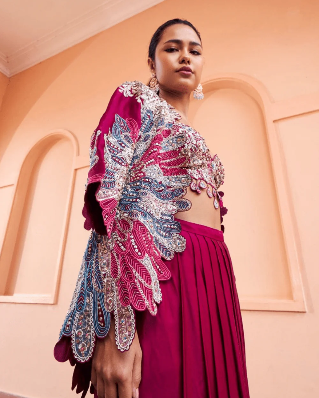 Osaa By Adarsh - Sangria Plum Embroidered Jacket Set From Rasm