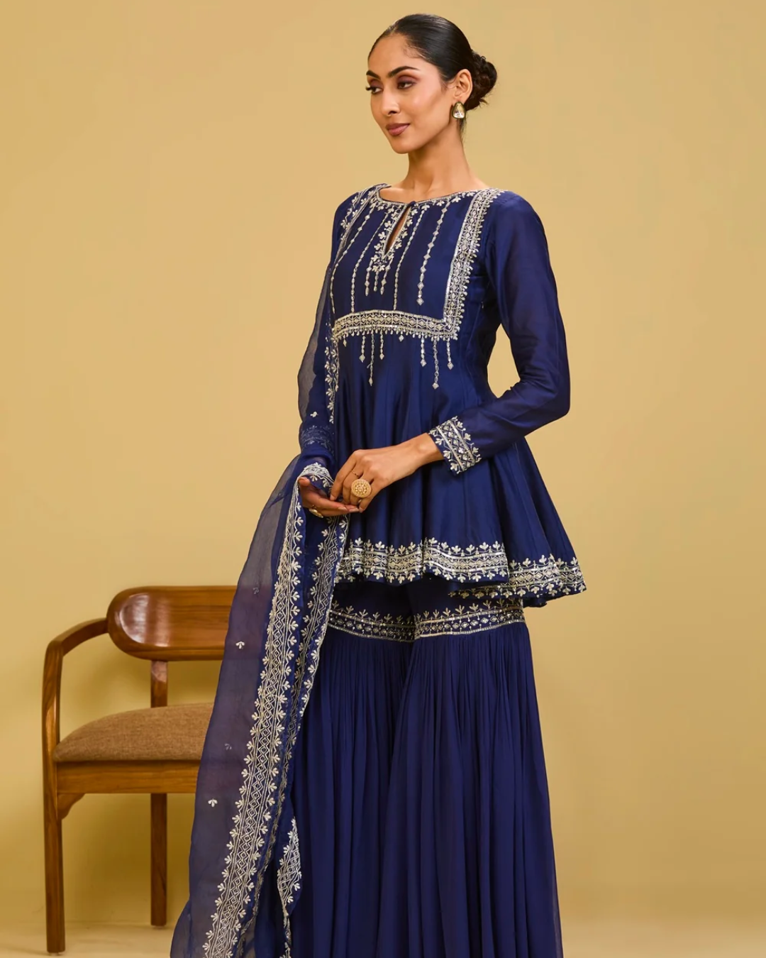 Esha Koul - Blue Peplum Set From Naaz