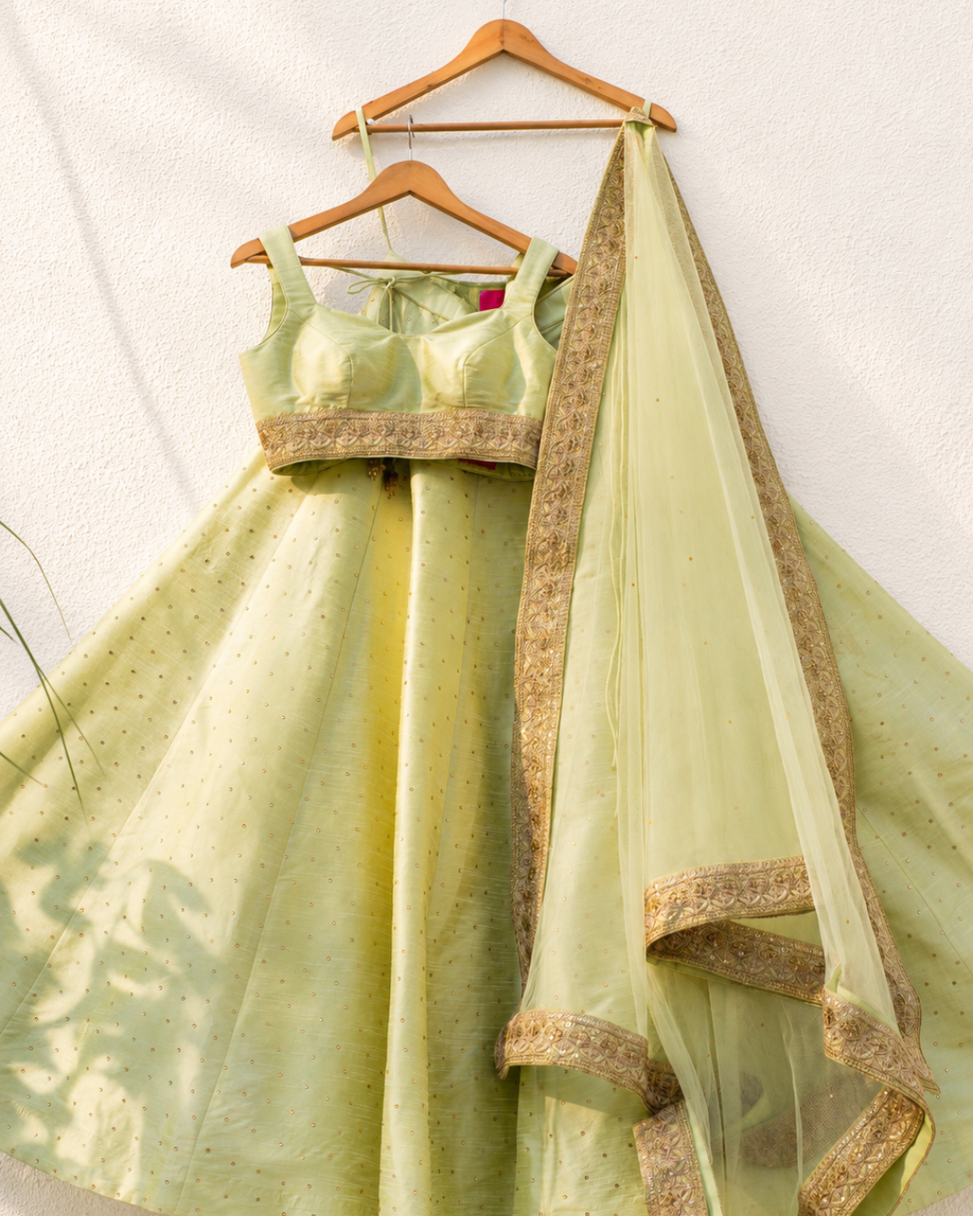 Anisha Shetty - Mint Green Stonework Lehenga Set