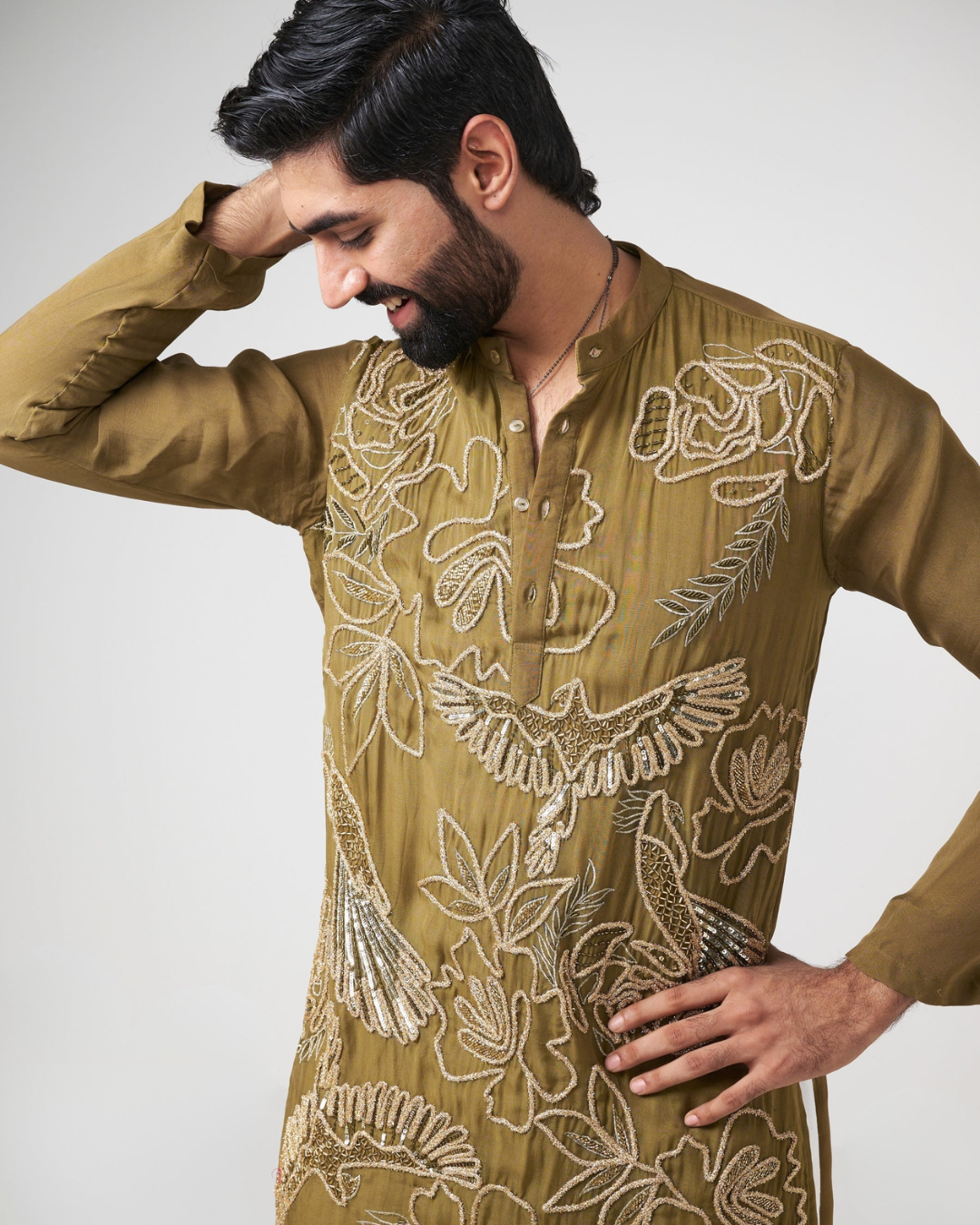 Rishi and Vibhuti - Olive Dew Kurta From Gulon Ke Rang