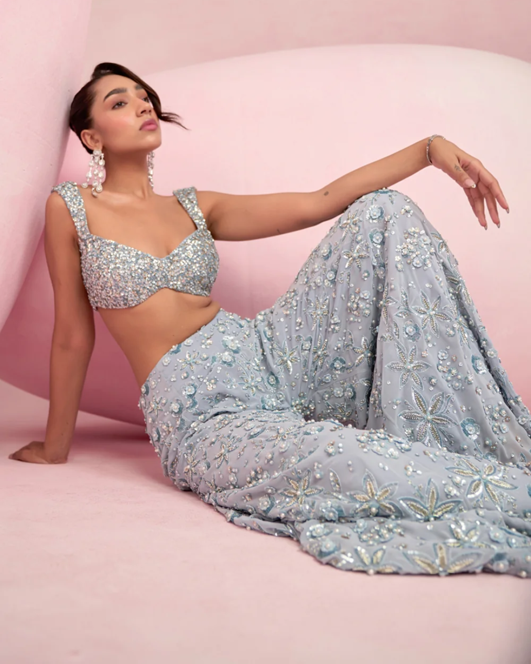 Prevasu - Blue Sharara Set From Solene