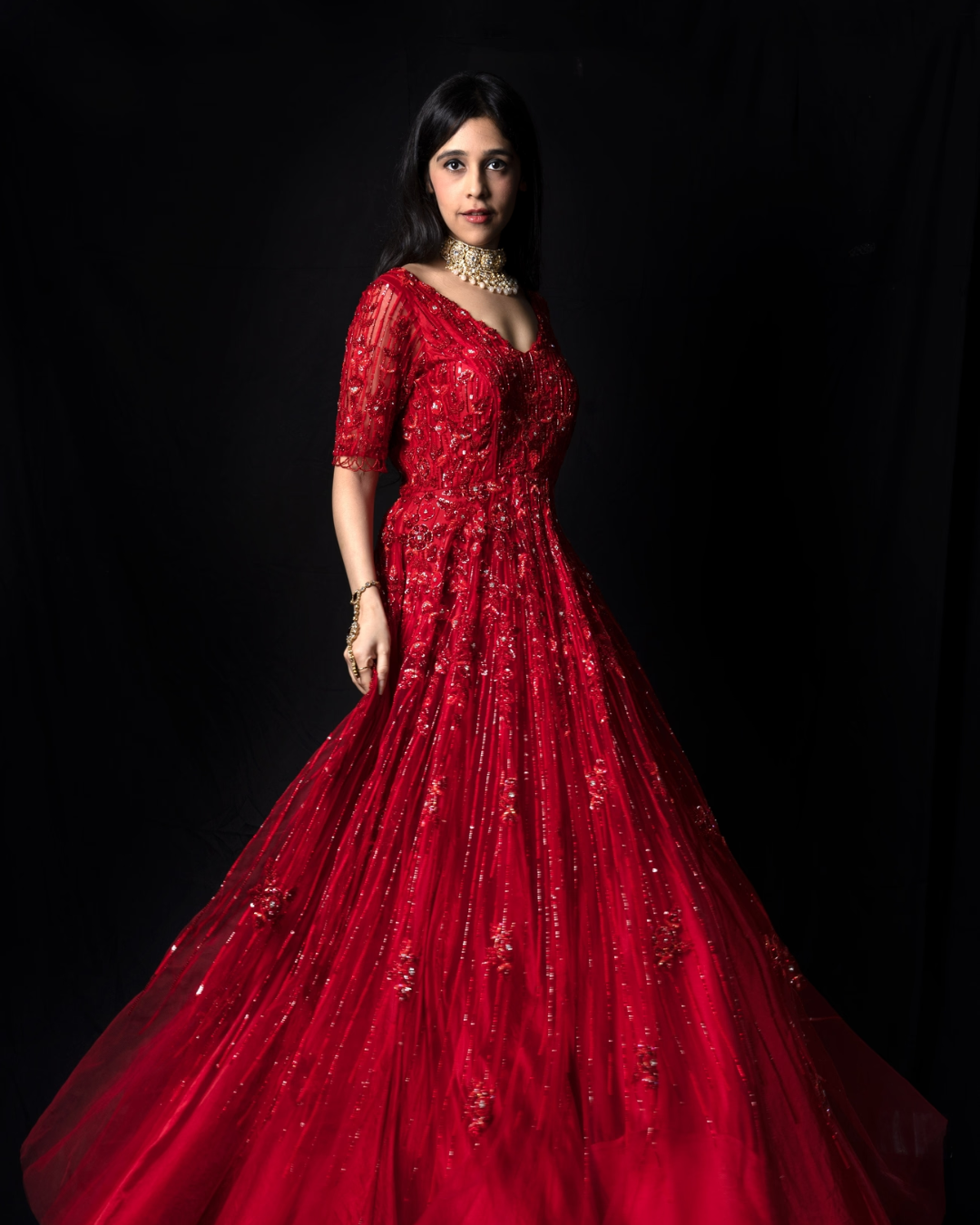 Isa by Dolly Wahal - Deep Red Gown From Athena