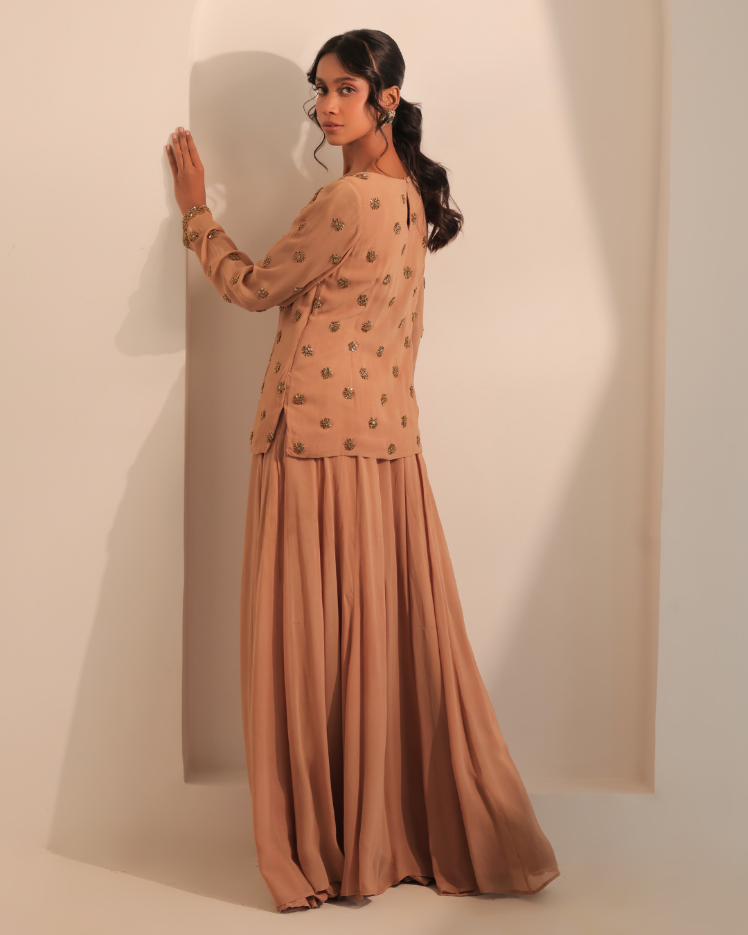Sonali Bansal - Beige gold coord set From Banno Ki Saheli