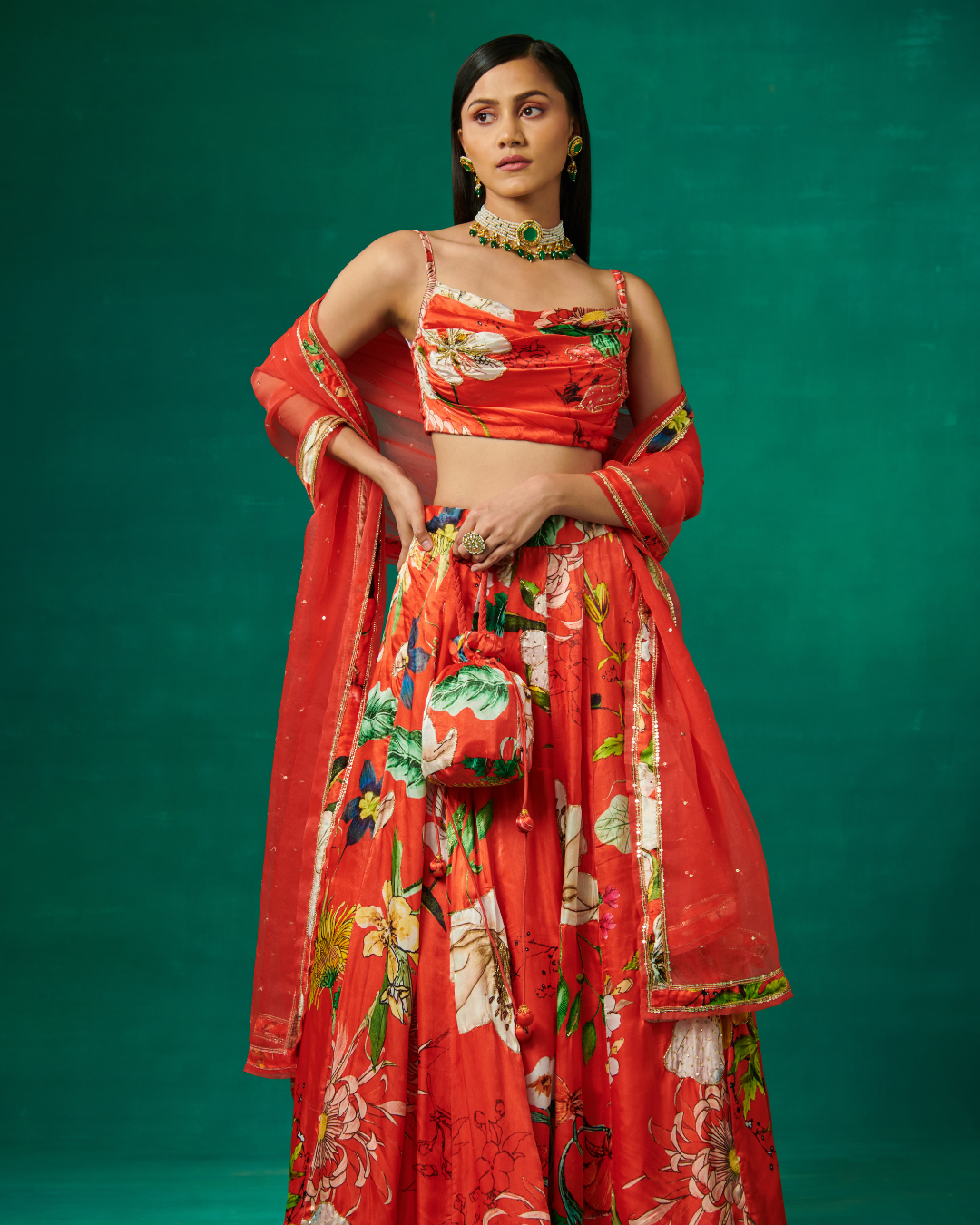 Sonali Bansal - Orange lehenga and blouse set with dupatta From Bageecha