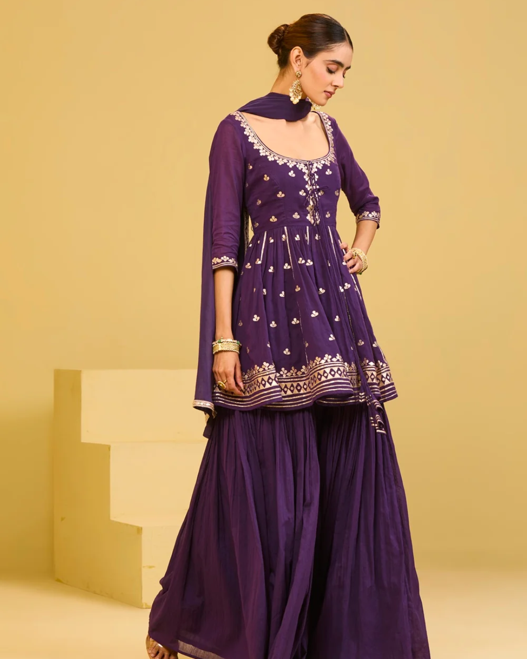Esha Koul - Purple Cotton Sharara Set From Naaz
