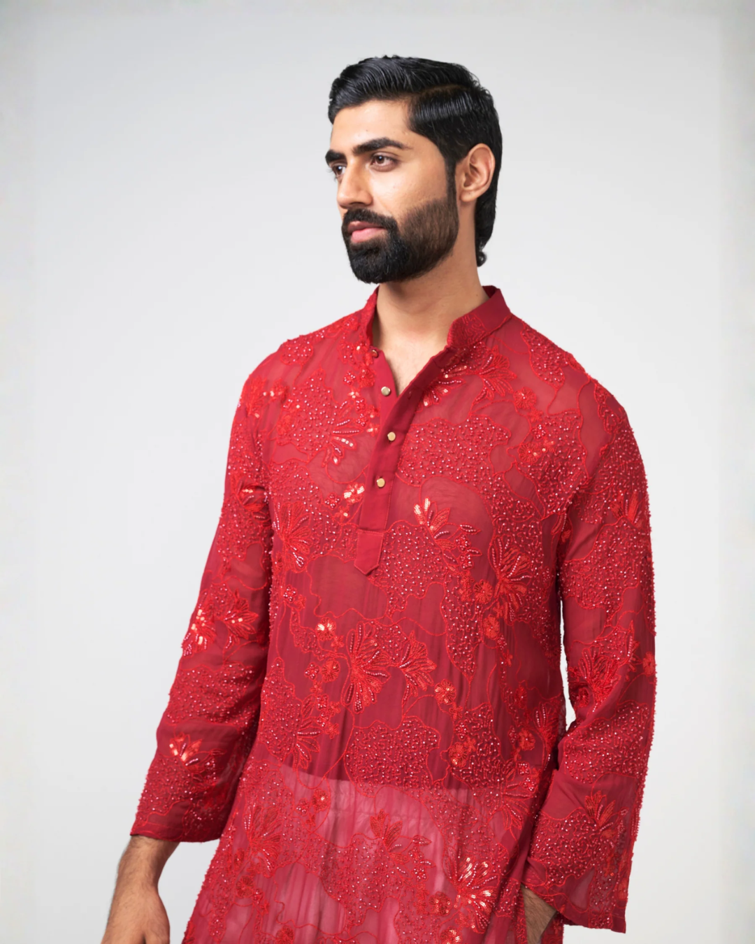 Rishi and Vibhuti - Cherry Shimmer Kurta From Gulon Ke Rang