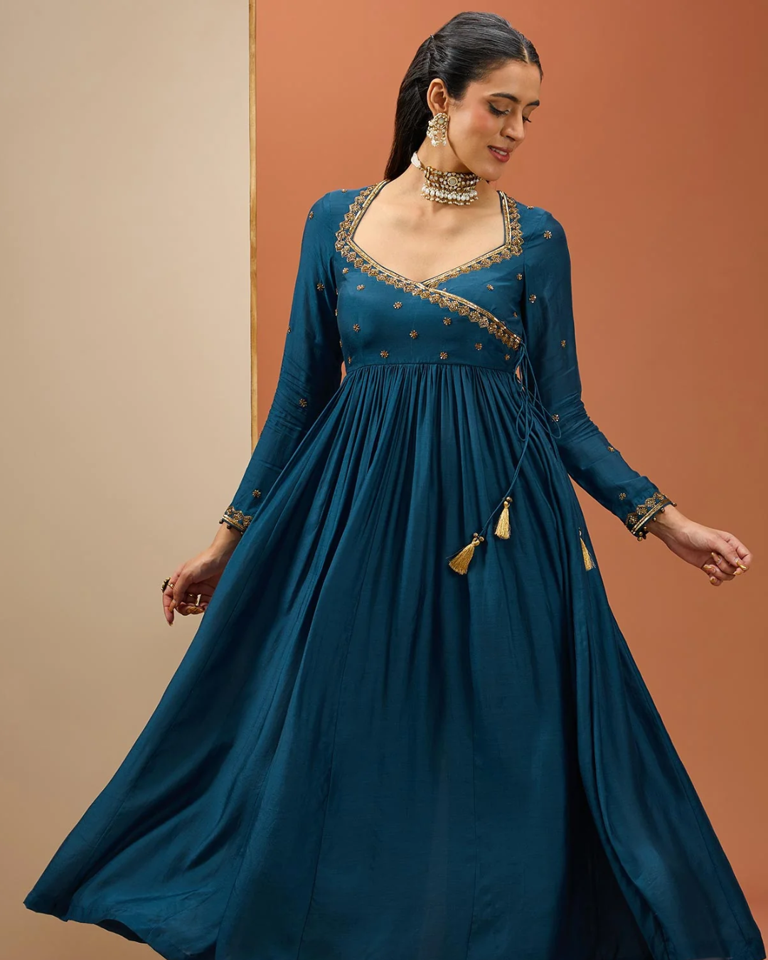 Esha Koul - Blue Angrakha Anarkali Set From Noor