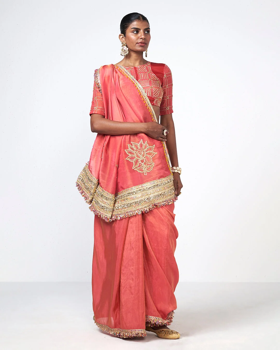 Rishi and Vibhuti - Coral Tales Saree From Gulon Ke Rang
