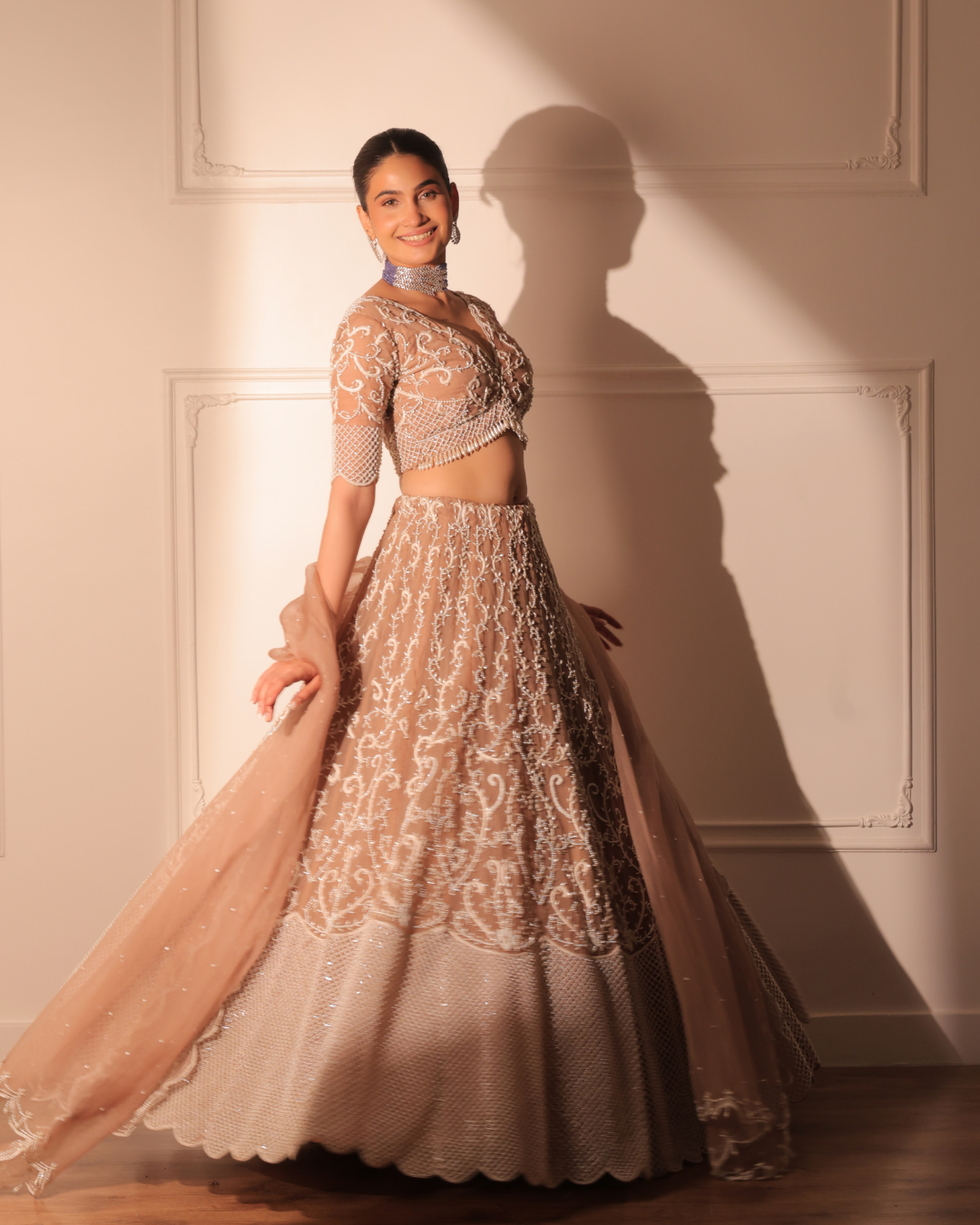 Sonali Bansal - Nora nude beige lehenga set From Banno Ki Saheli