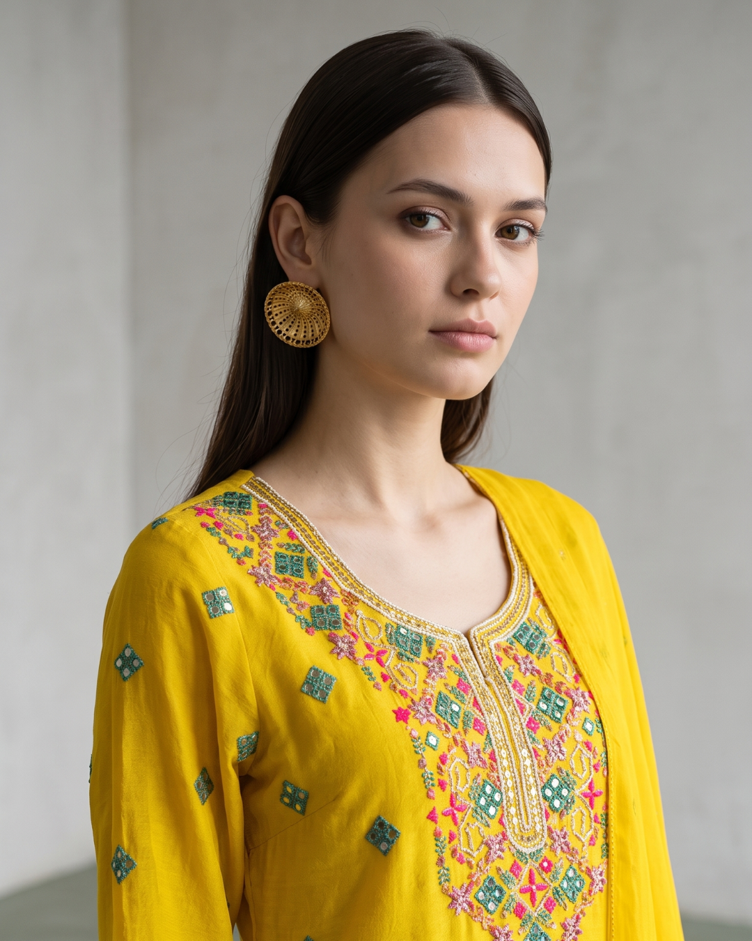 Basanti Kapde Aur Koffee - Yellow Embroidered Sharara Set From Suits & Shararas