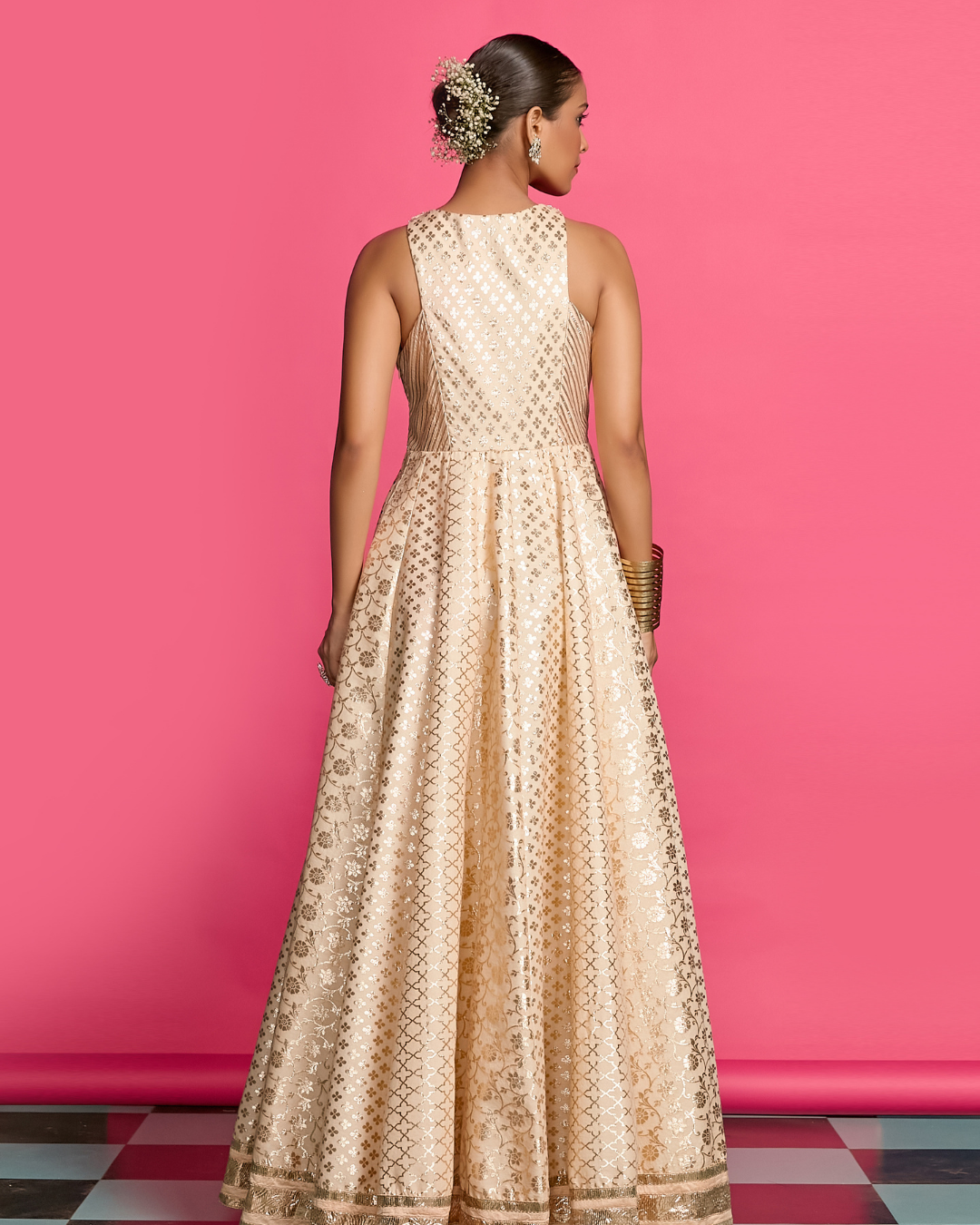 Priyanka Jain - Vintage Rose Gold Anarkali Set From Riyasat