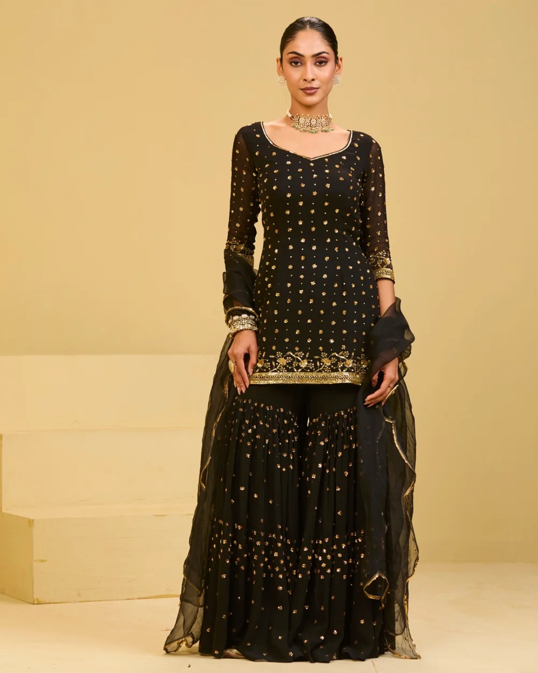 Esha Koul - Black Sharara Set From Naaz