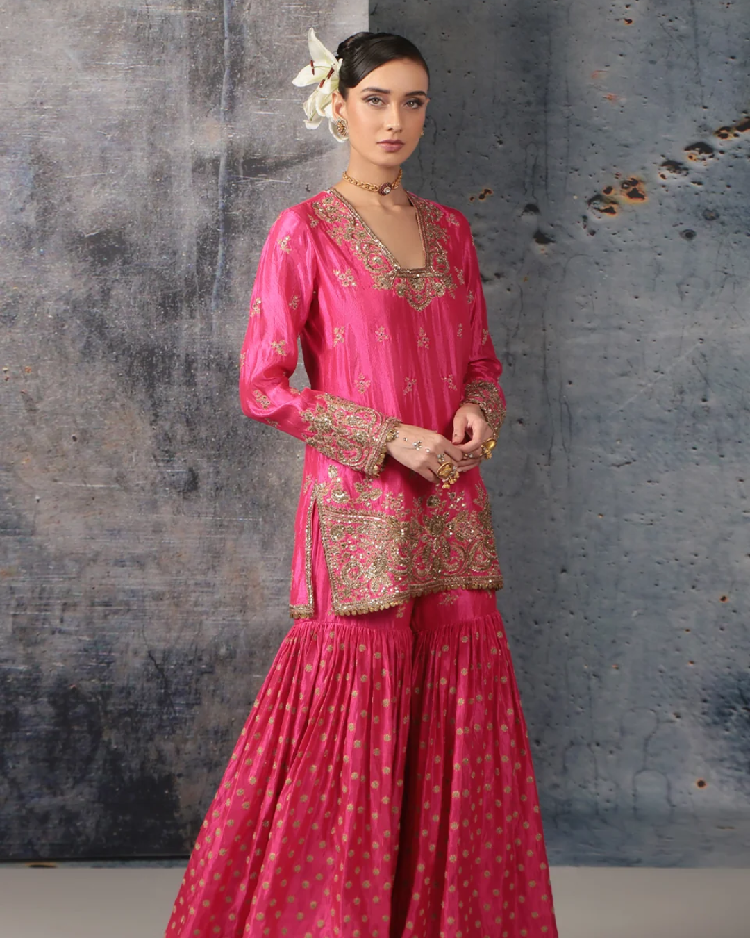 Niti Bothra - Zar-Rang Pink Buti Sharara Set