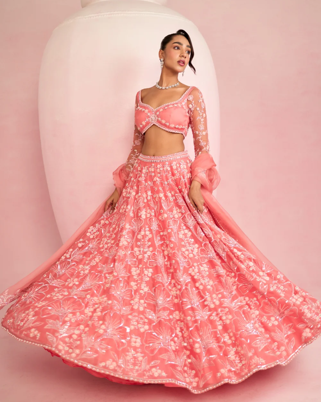 Prevasu - Peach Lehenga Set From Solene