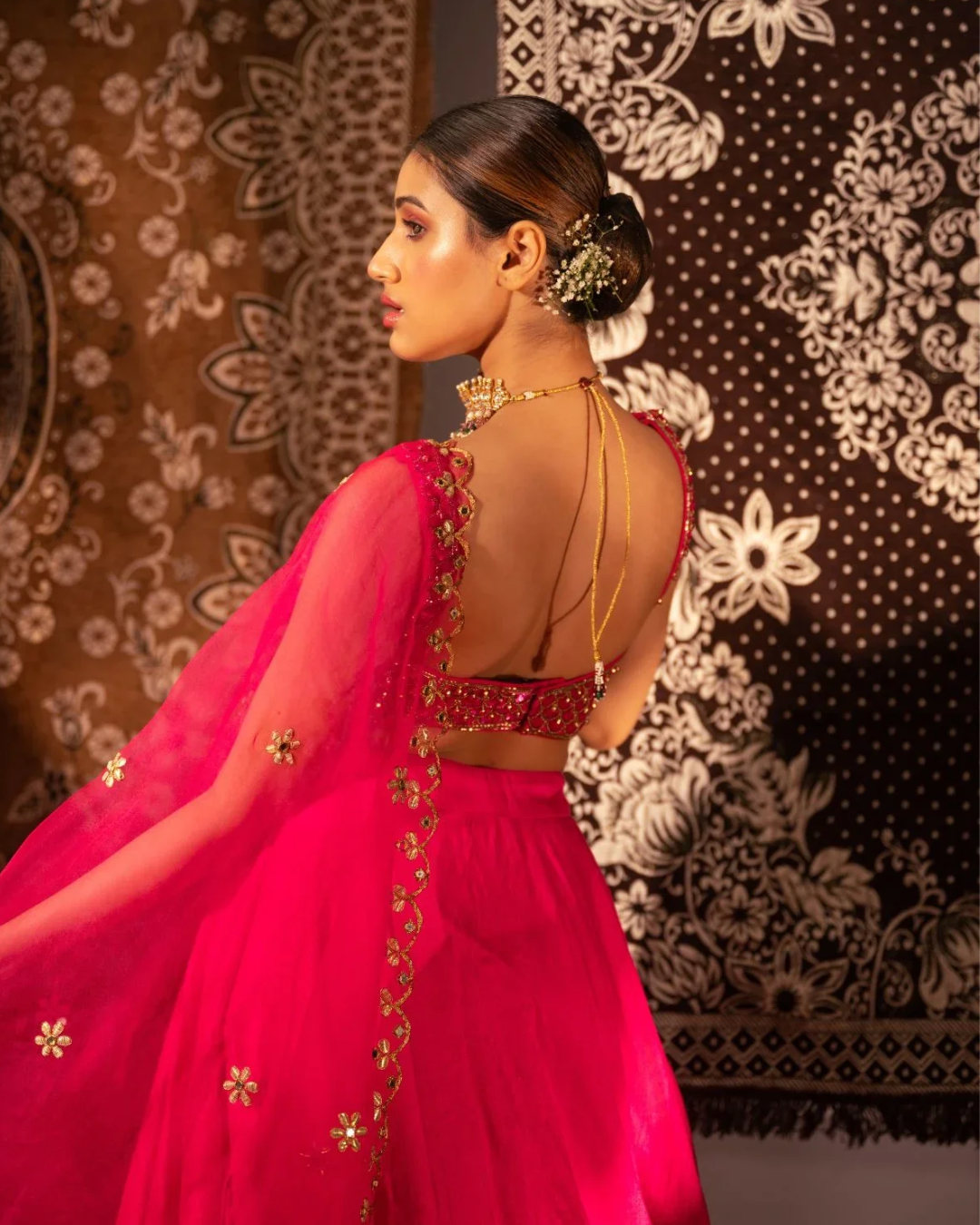 Anisha Shetty - Rasberry Pink Ghungroo Blouse Lehenga Set From Rangin