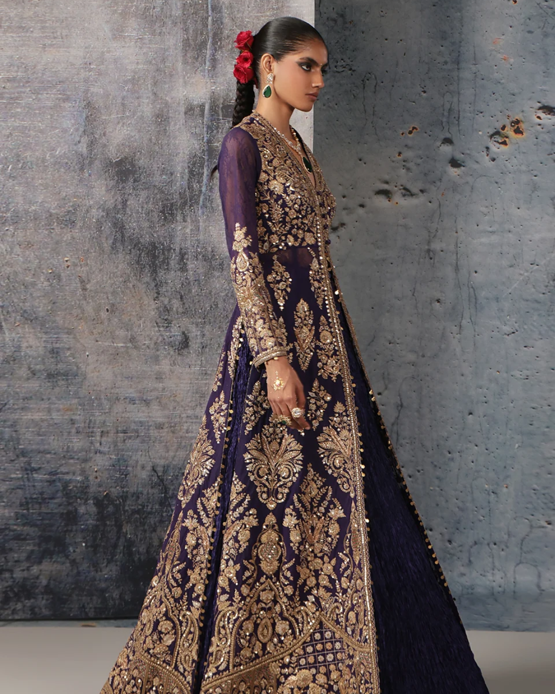 Niti Bothra - Zar-Rang Purple Jacket Lehenga Set