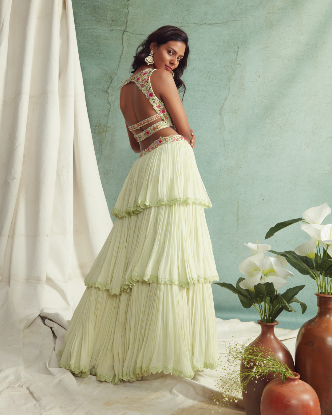 Priyanka Jain - Frilled Lehenga,Blouse And Cape From Love Of Tomorrow