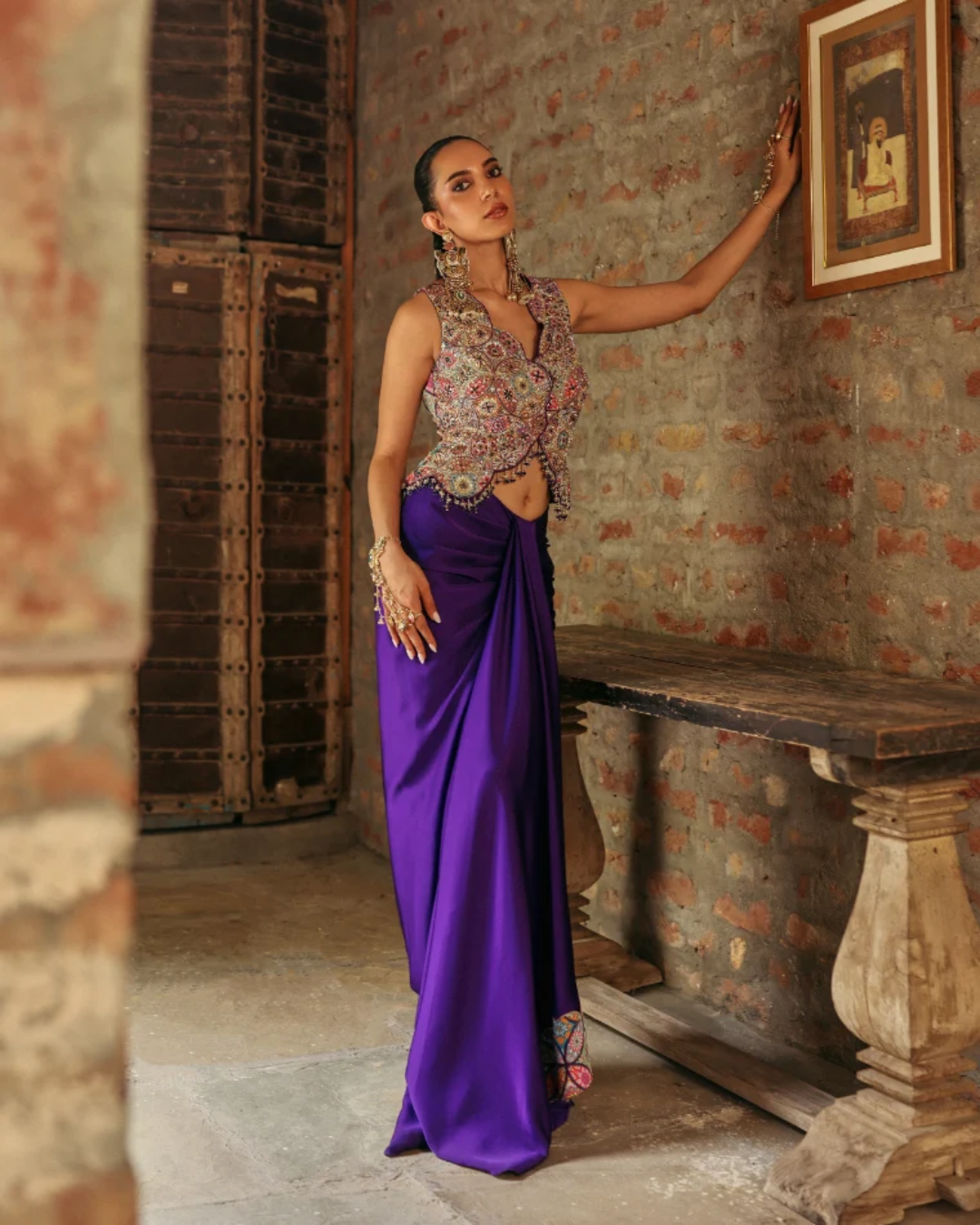 Label Moni K - Mandala Waistcoat Drape Set From Naqsh