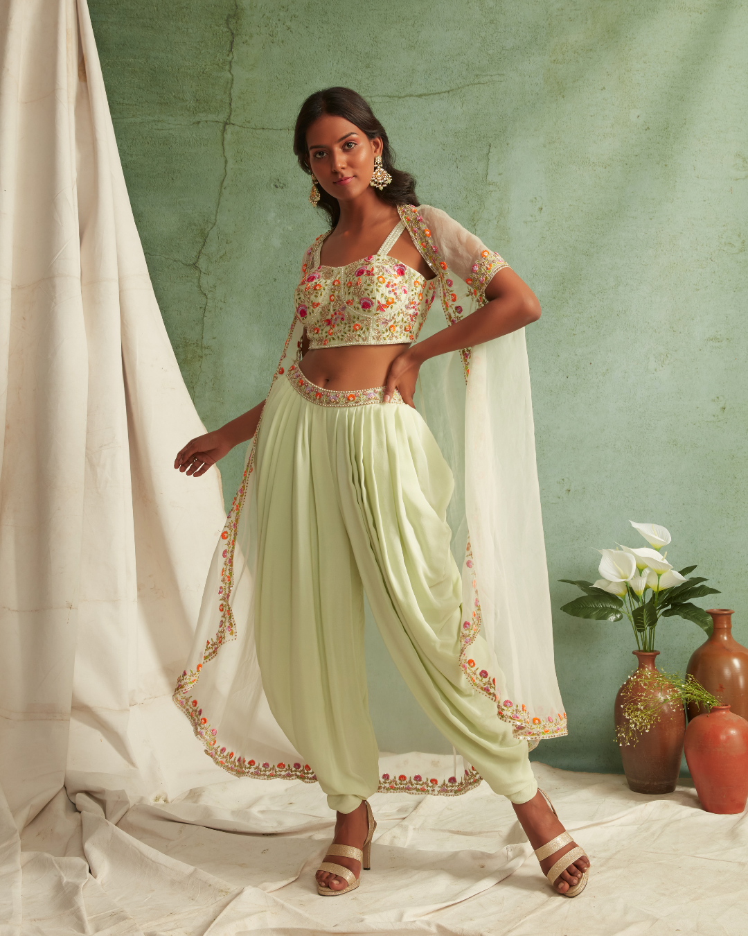 Priyanka Jain - Dhoti Pants With Crop Top And Cape From Love Of Tomorrow