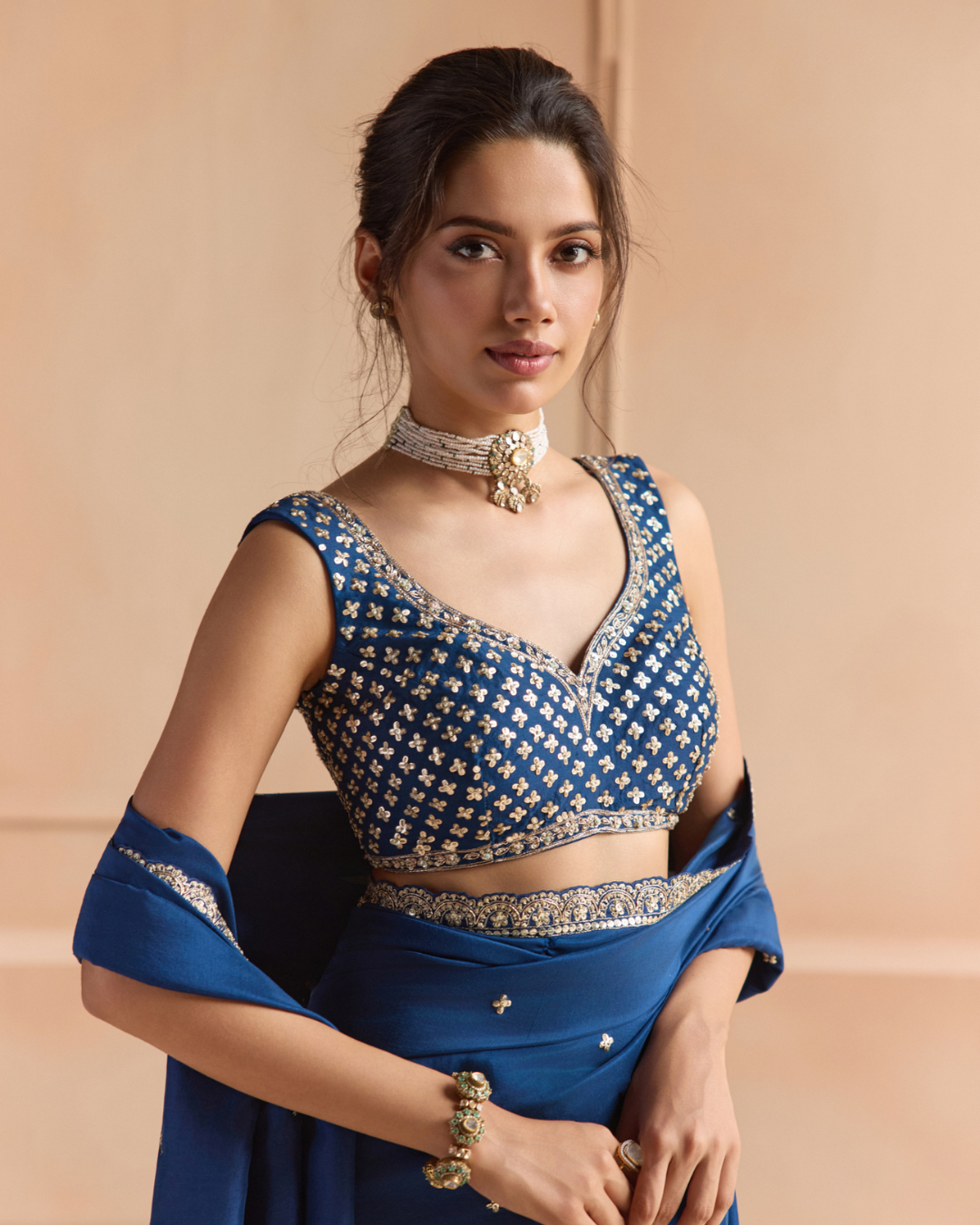 Osaa By Adarsh - French Navy Saree Set From Off The Record