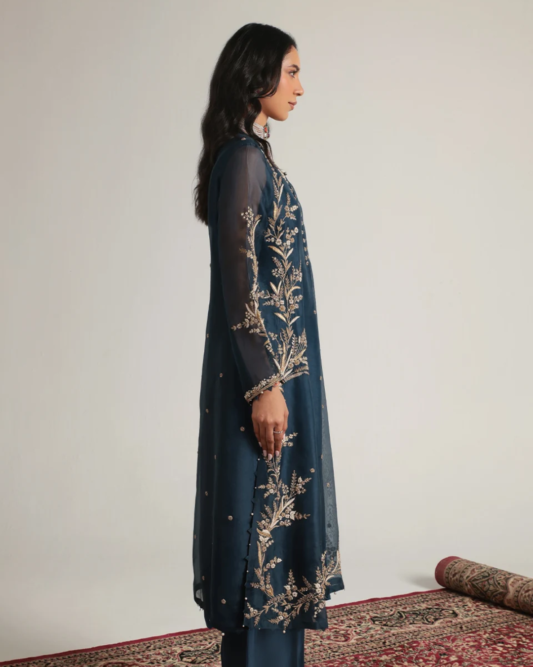 Niti Bothra - Zar-Rang Blue Light Phool Patti Kurta Set