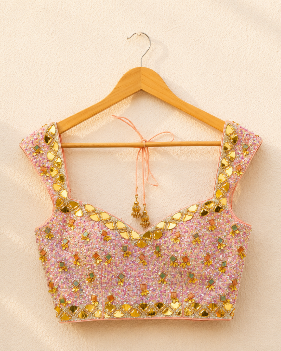 Anisha Shetty - Multicolour Lehenga With Peach And Lilac Sequence Blouse Set