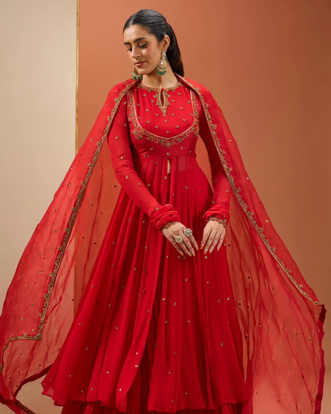 Esha Koul - Red Anarkali Set From Noor