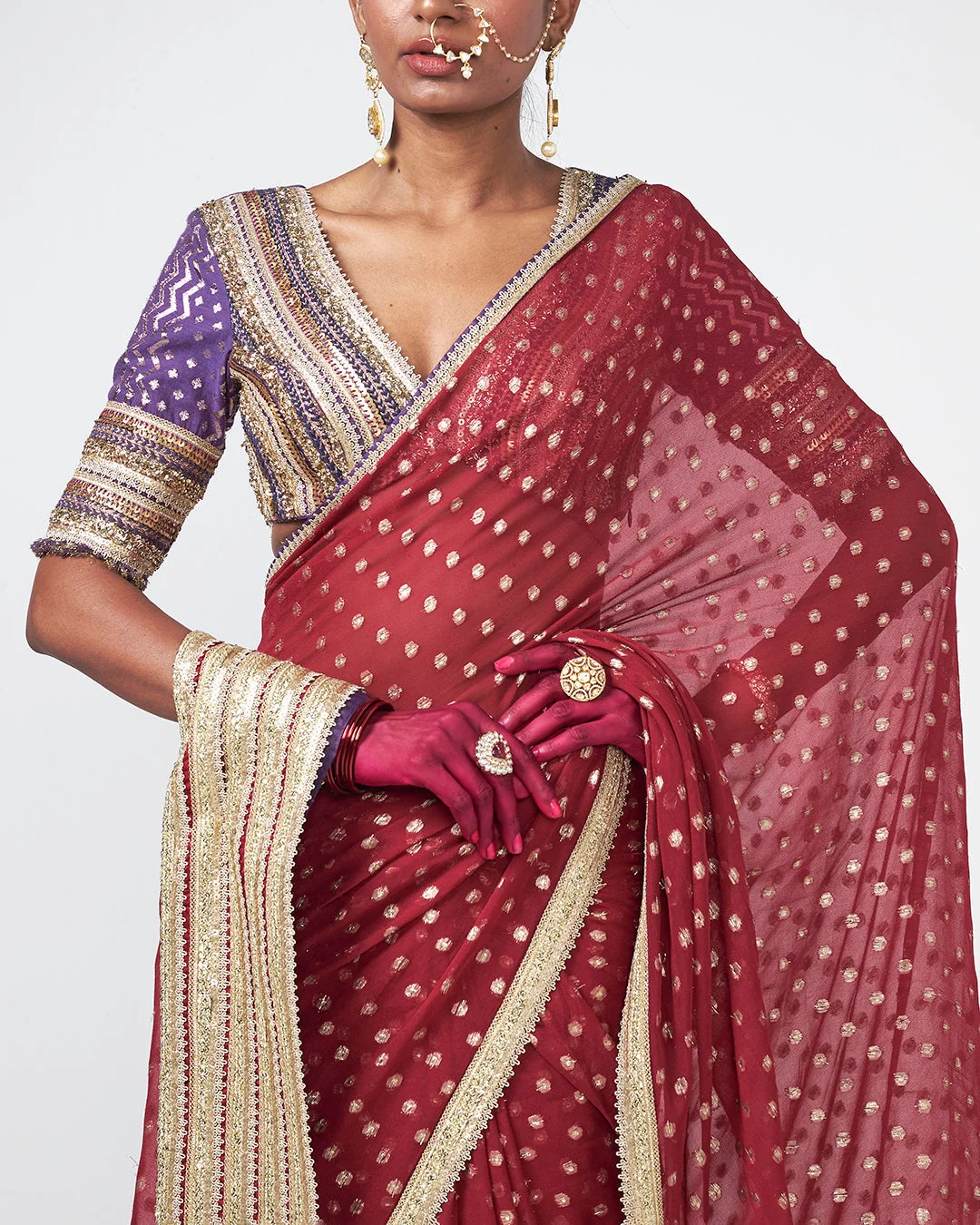 Rishi and Vibhuti - Cherry Dewk Saree From Gulon Ke Rang