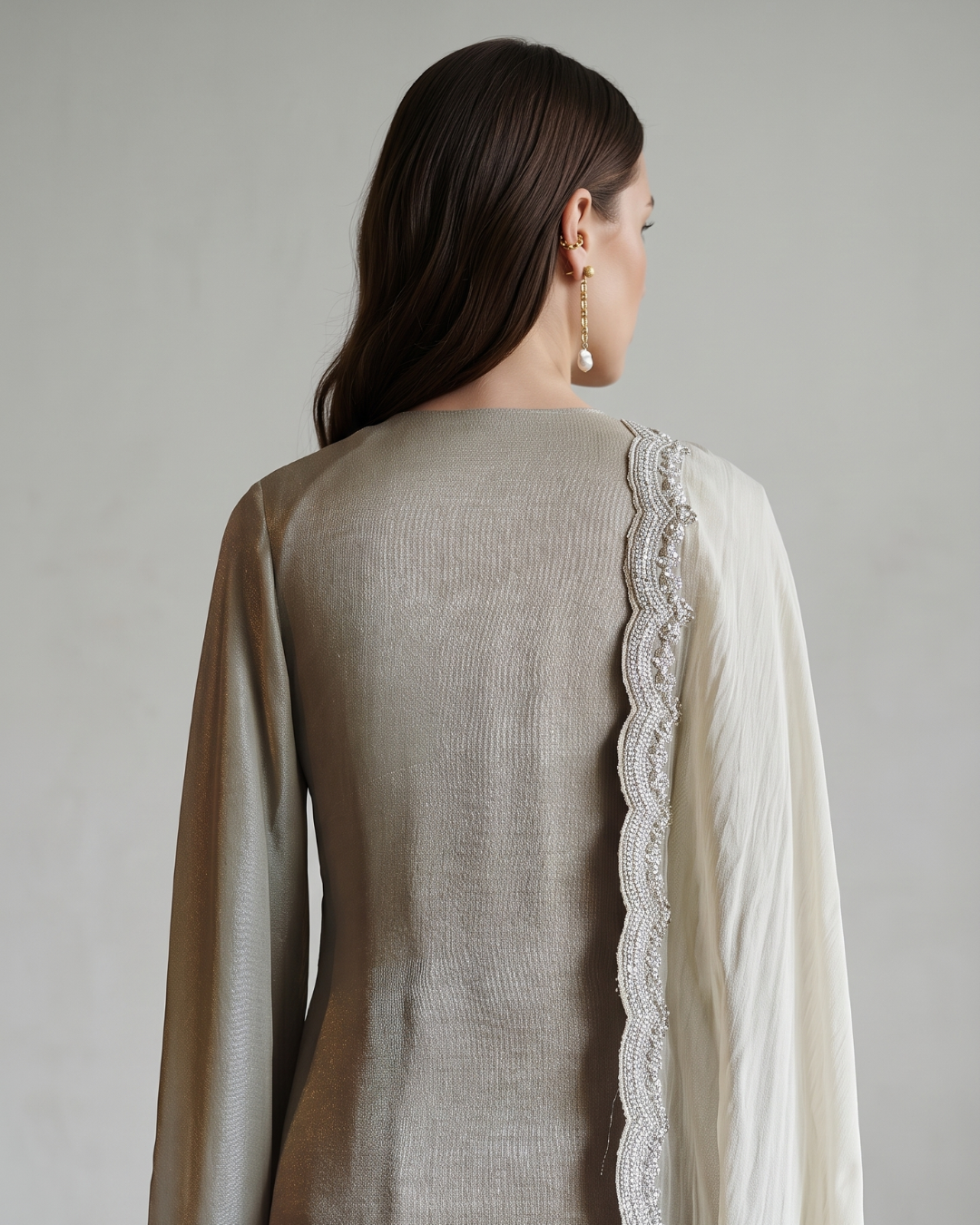 Basanti Kapde Aur Koffee - Grey Embroidered Dhoti Set From Suits & Shararas