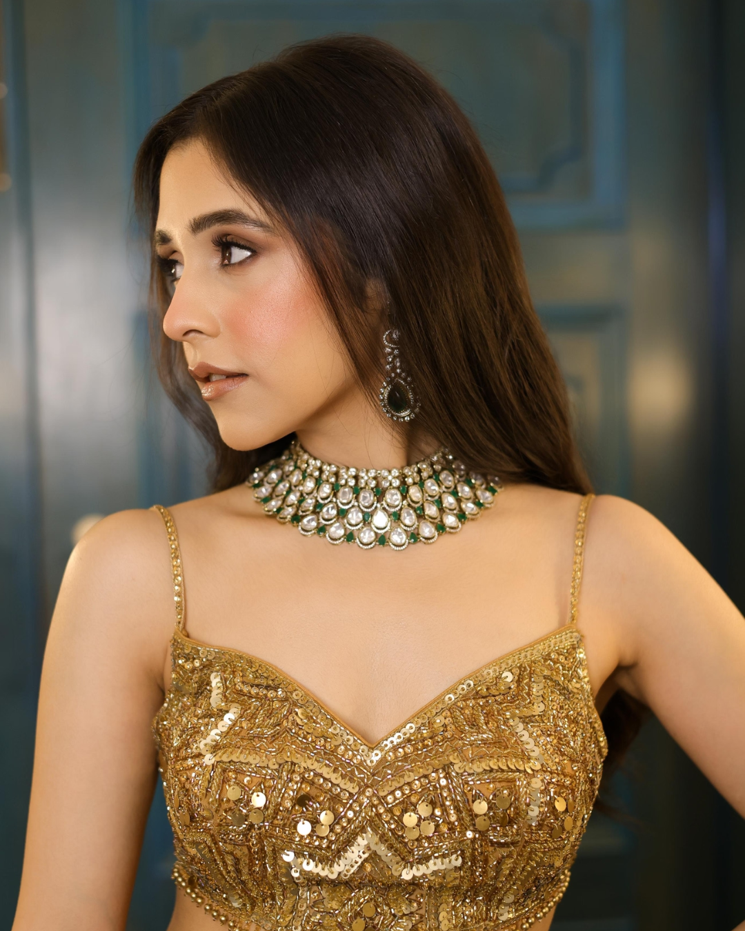Isa by Dolly Wahal - Mocha Tissue Lehenga From Fiza
