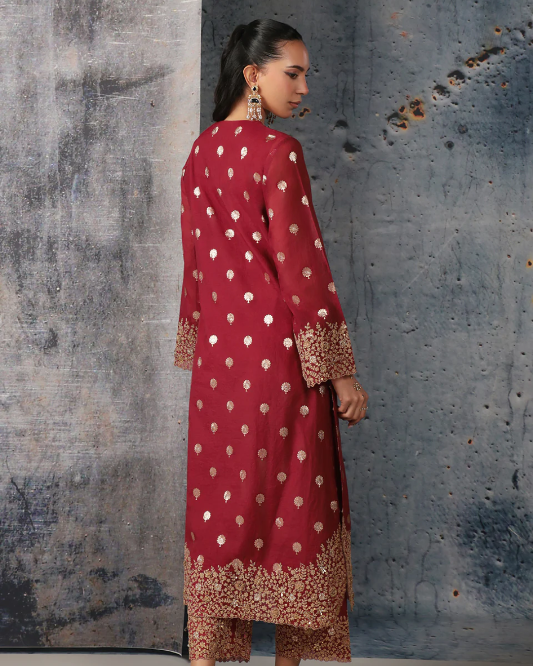 Niti Bothra - Mehrang Maroon Farshi Kurta Set
