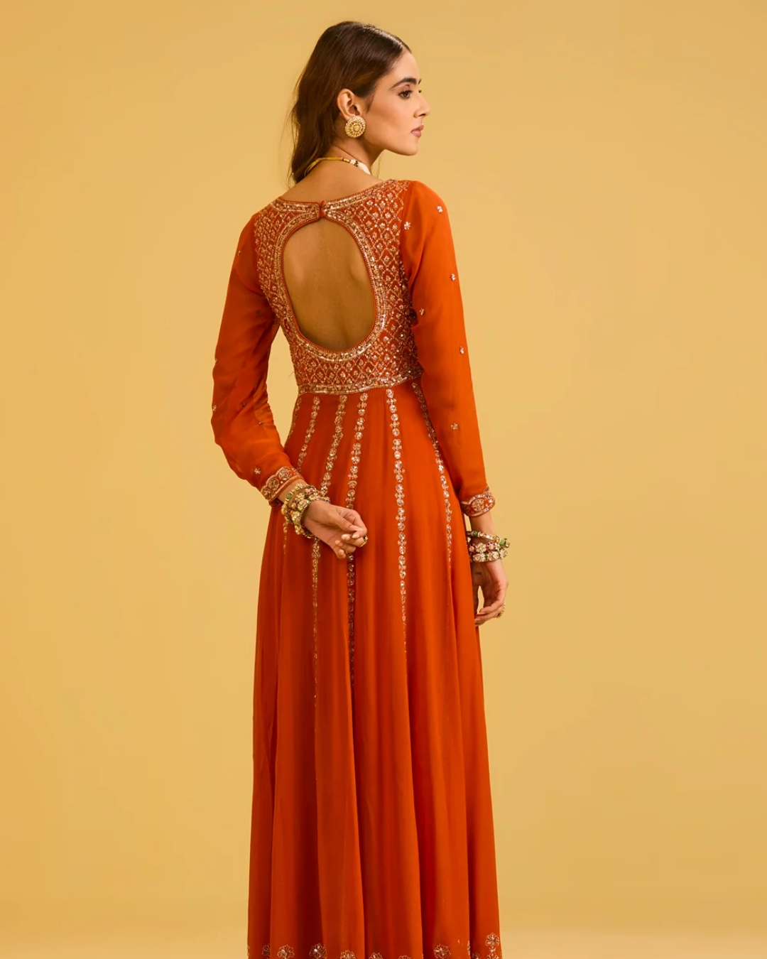 Esha Koul - Rust Anarkali Set From Naaz