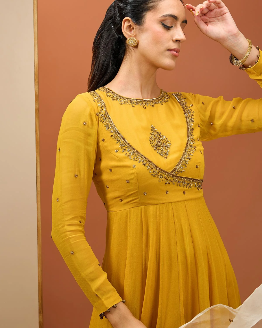 Esha Koul - Mustard Anrakali Set From Noor