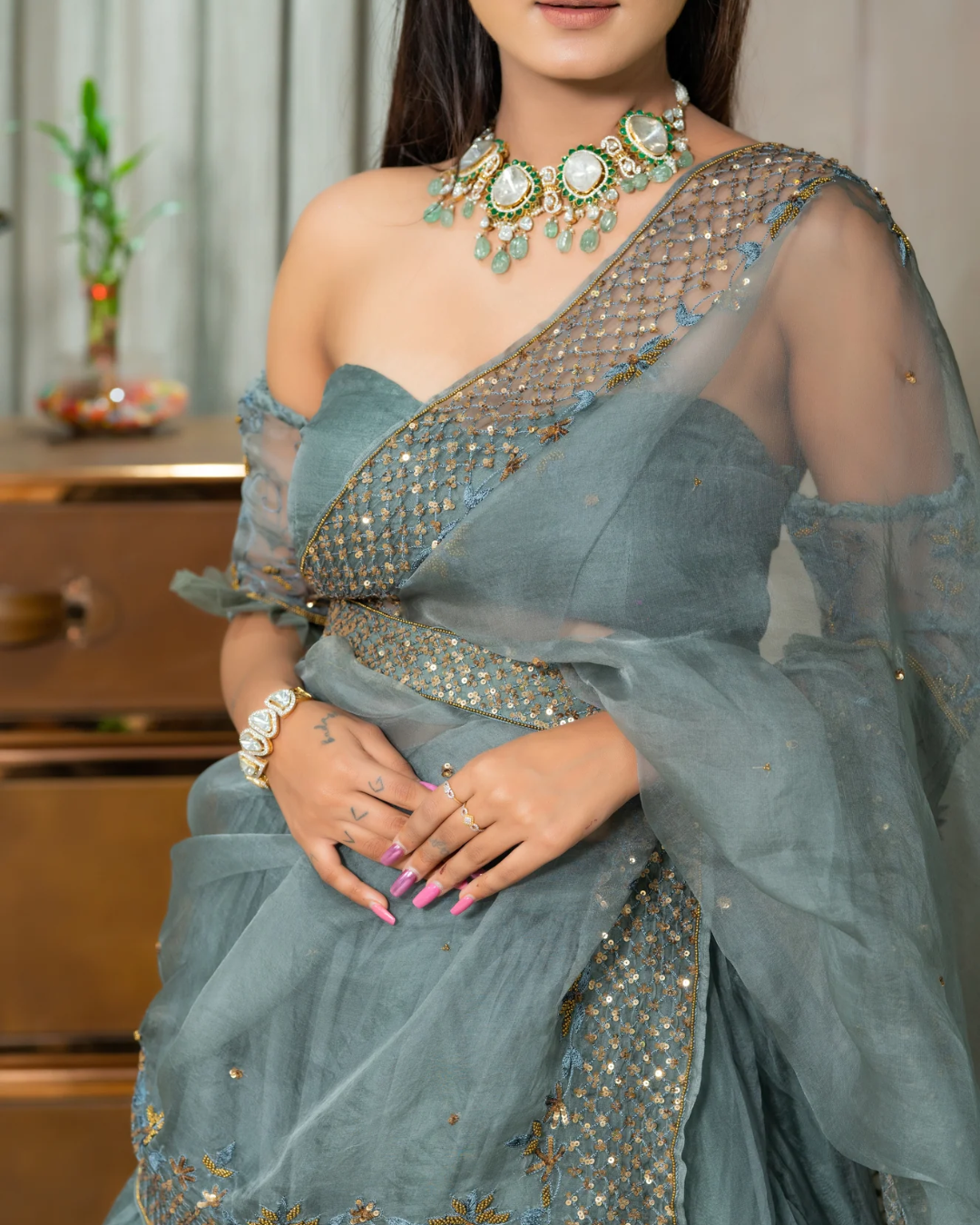 Sonali Bansal - Aqua blue lehenga set From Romanticise