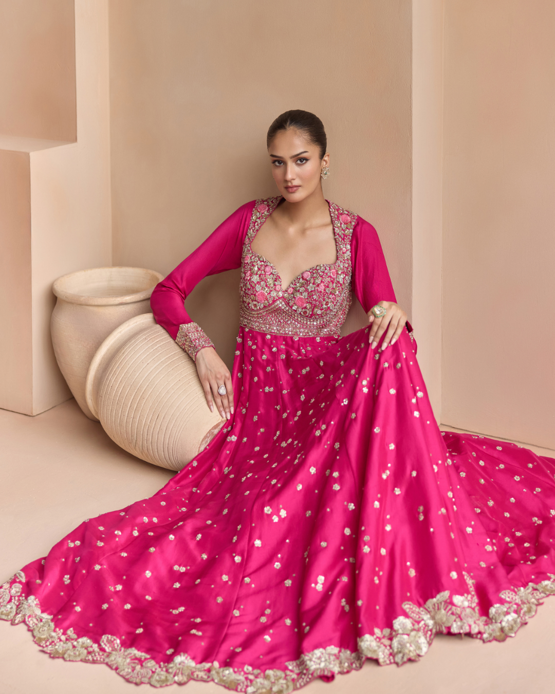 Osaa By Adarsh - Scarlet Embroidered Anarkali Set From Off The Record