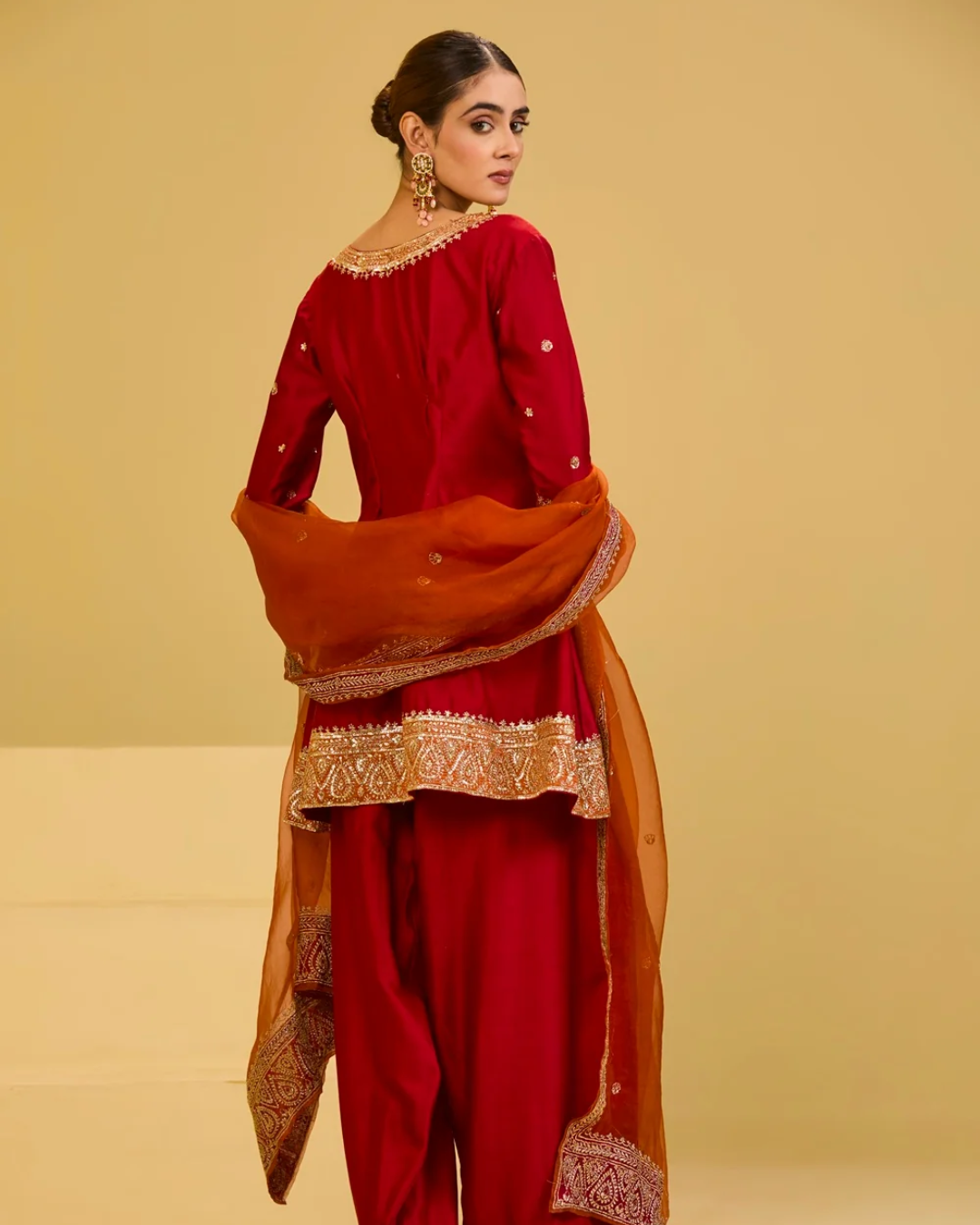 Esha Koul - Red & Orange Salwar Set From Naaz