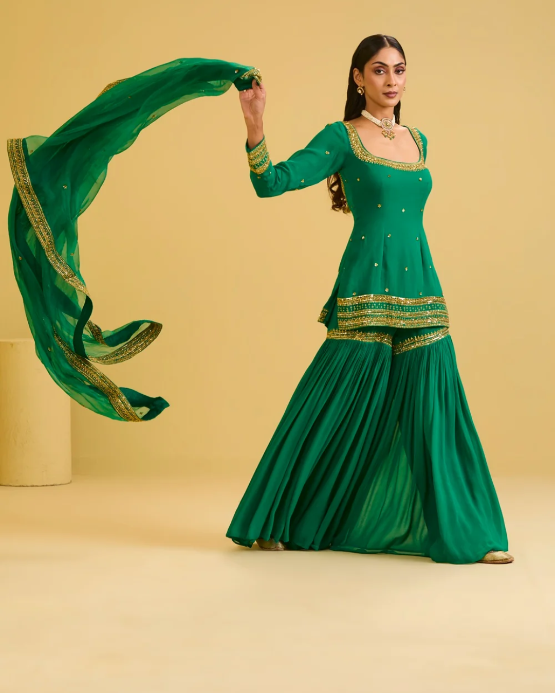 Esha Koul - Green Sharara Set From Naaz