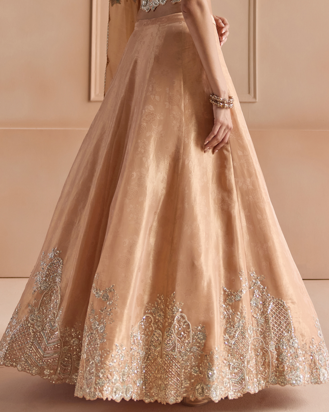 Osaa By Adarsh - Sepia Gold Tissue Lehenga Silk From Off The Record