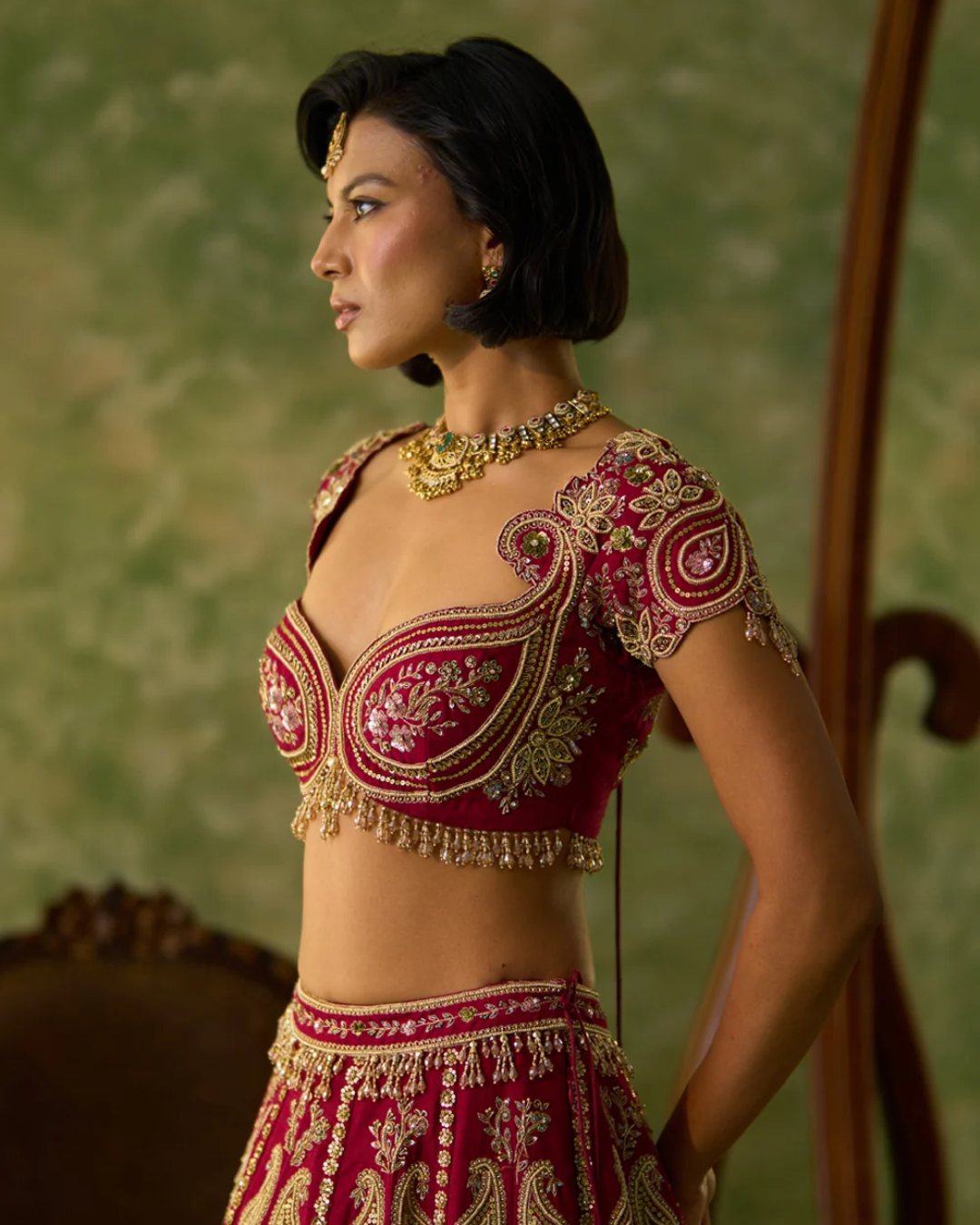 Prevasu - Maroon Paisley Lehenga Set From Silsila